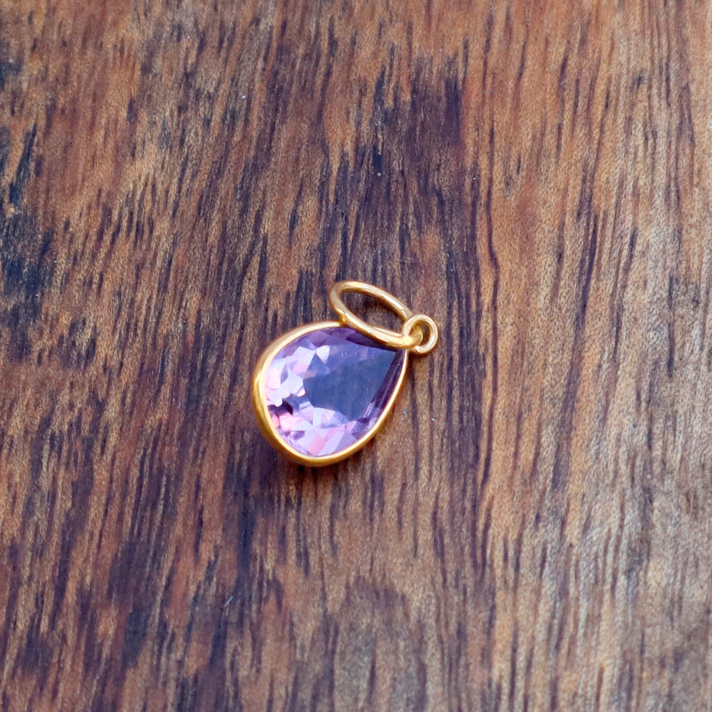 Natural Amethyst Charm, 18k Solid Gold Charm, Natural Amethyst Charm, Gold Charm, Charm Pendant, Charm Necklace, Handmade Gold Charm, Gift for Her