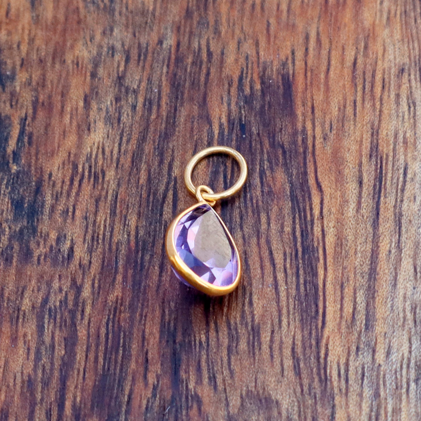Natural Amethyst Charm, 18k Solid Gold Charm, Natural Amethyst Charm, Gold Charm, Charm Pendant, Charm Necklace, Handmade Gold Charm, Gift for Her