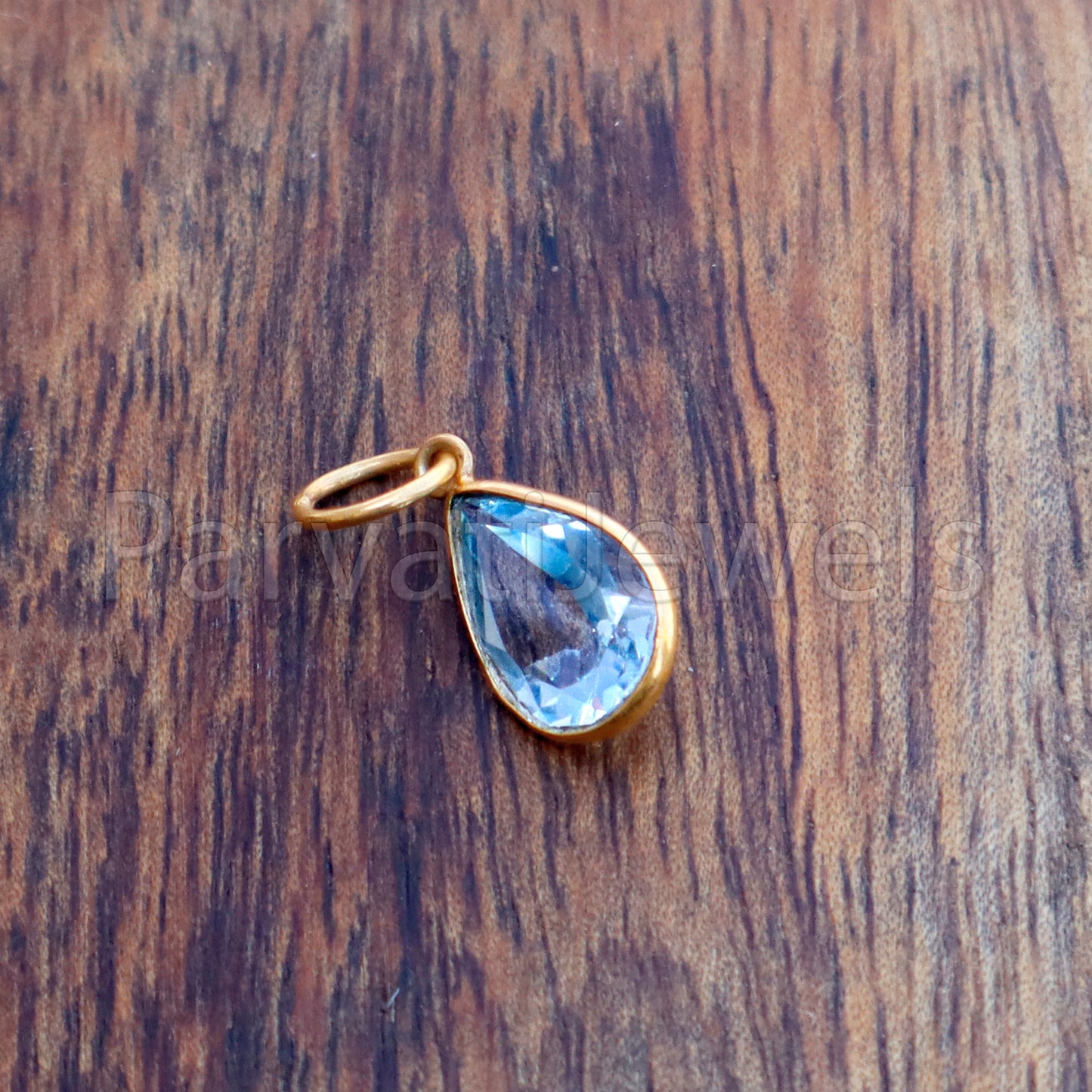 Blue Topaz Charm, 18k Solid Gold Charm, Natural Blue Topaz Charm, Gold Charm, Charm Pendant, Charm Necklace, Handmade Gold Charm