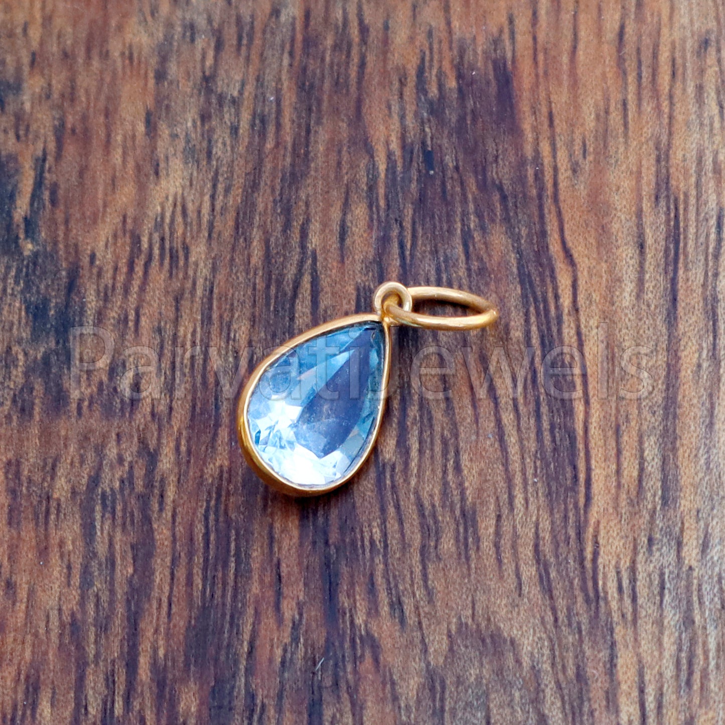 Blue Topaz Charm, 18k Solid Gold Charm, Natural Blue Topaz Charm, Gold Charm, Charm Pendant, Charm Necklace, Handmade Gold Charm