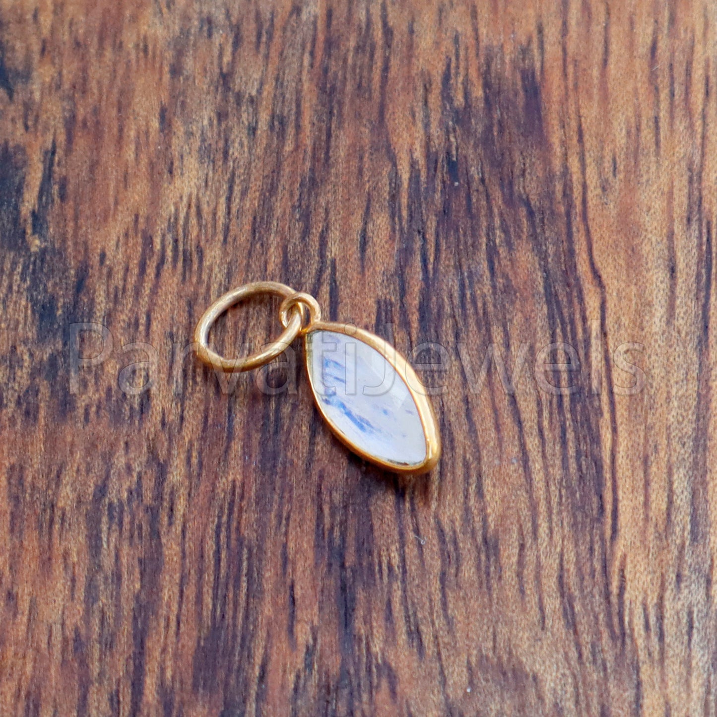 Natural Blue Rainbow Moonstone Charm, 18k Solid Gold Charm, Natural Moonstone Charm, Gold Charm, Charm Pendant, Charm Necklace, Handmade Gold Charm