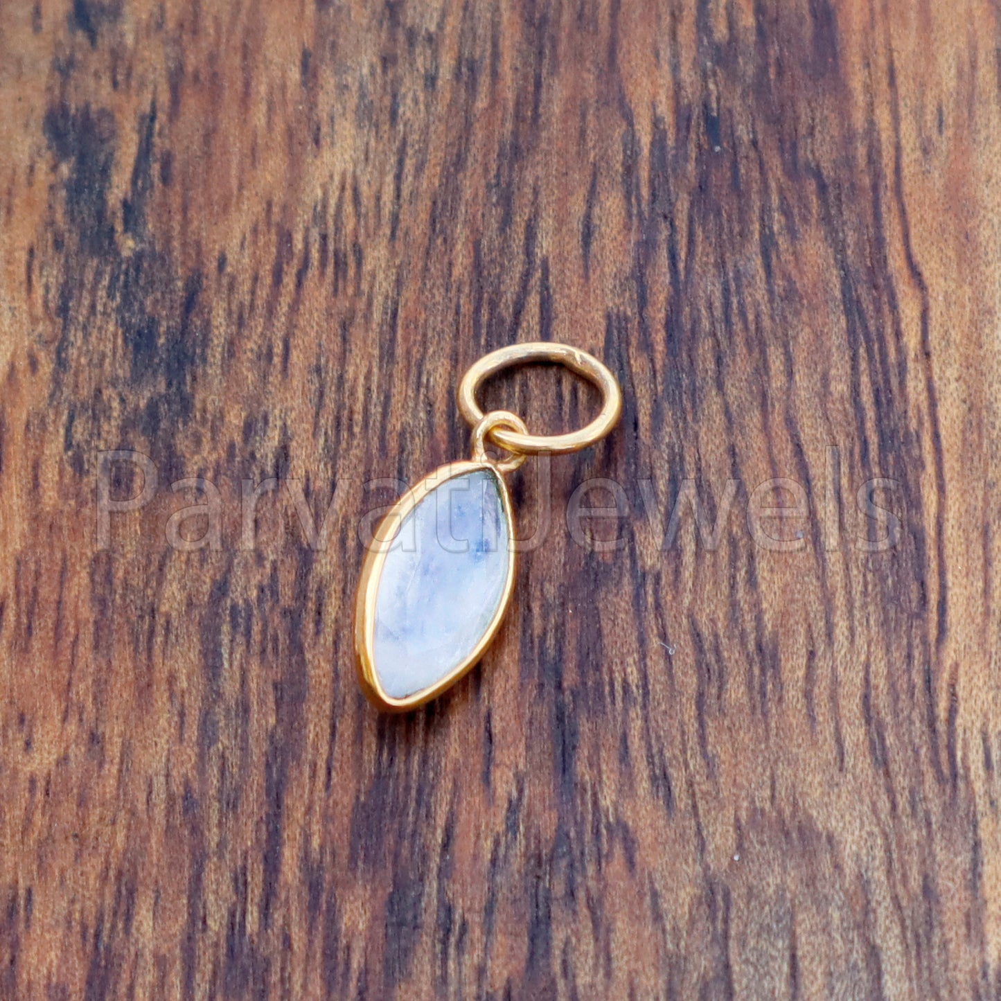 Natural Blue Rainbow Moonstone Charm, 18k Solid Gold Charm, Natural Moonstone Charm, Gold Charm, Charm Pendant, Charm Necklace, Handmade Gold Charm