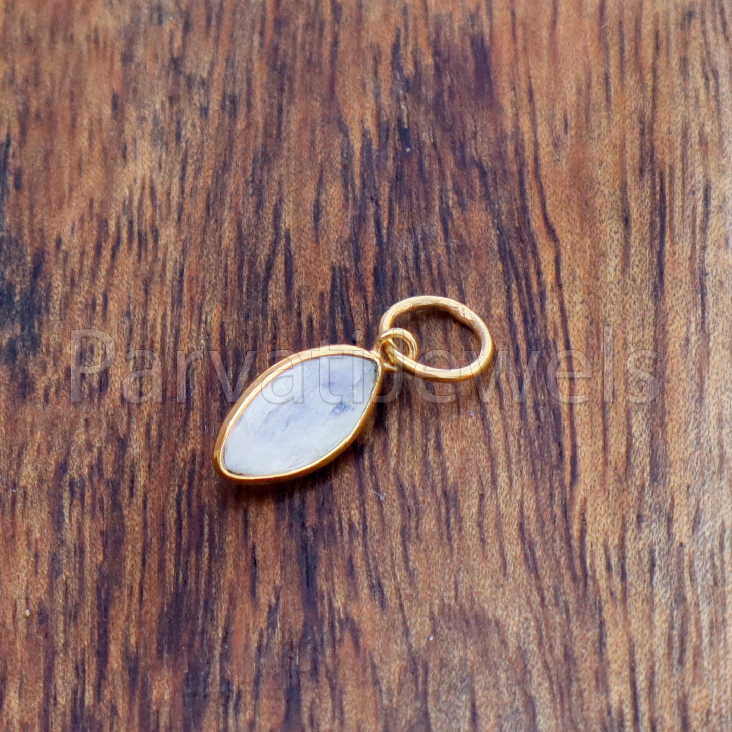 Natural Blue Rainbow Moonstone Charm, 18k Solid Gold Charm, Natural Moonstone Charm, Gold Charm, Charm Pendant, Charm Necklace, Handmade Gold Charm