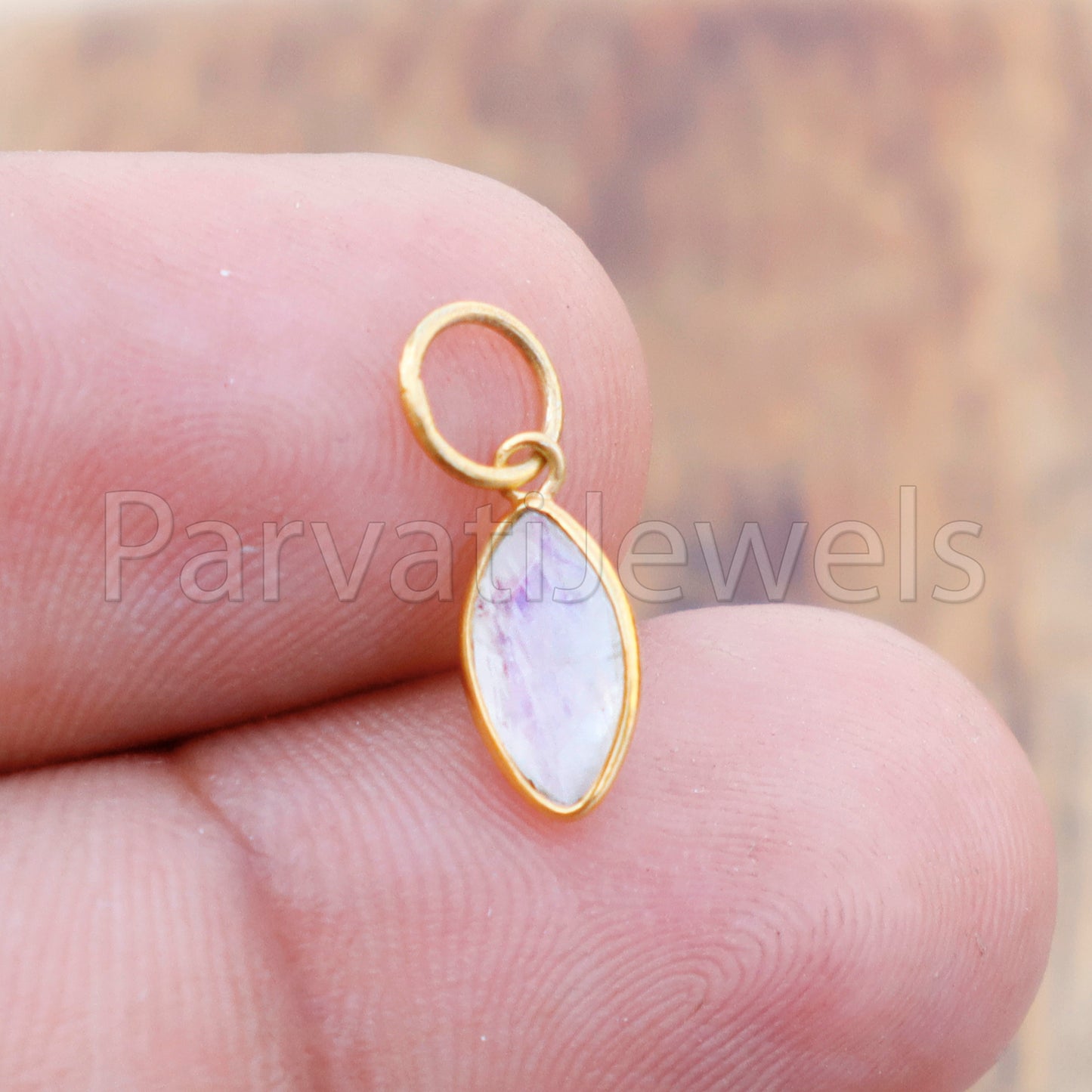 Natural Blue Rainbow Moonstone Charm, 18k Solid Gold Charm, Natural Moonstone Charm, Gold Charm, Charm Pendant, Charm Necklace, Handmade Gold Charm