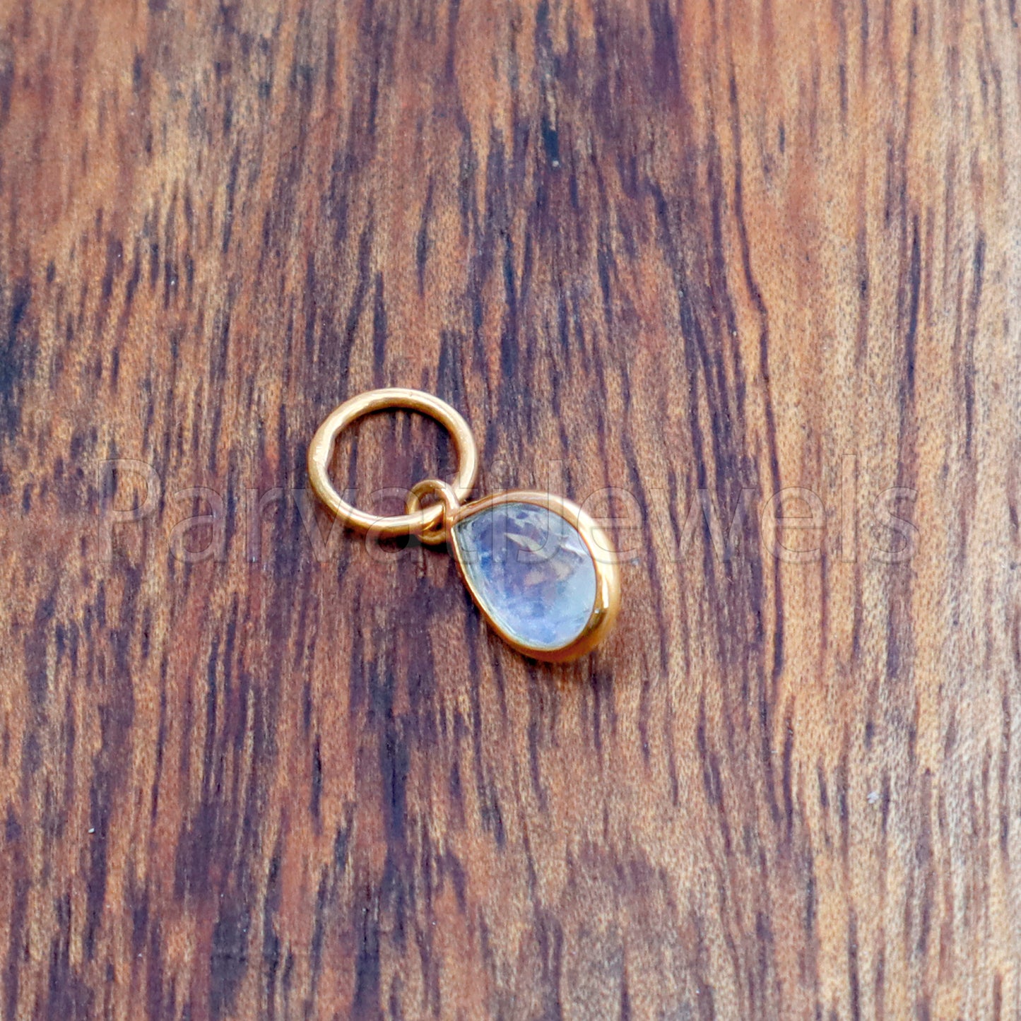 Natural Blue Rainbow Moonstone Charm, 18k Solid Gold Charm, Natural Moonstone Charm, Gold Charm, Charm Pendant, Charm Necklace, Handmade Gold Charm