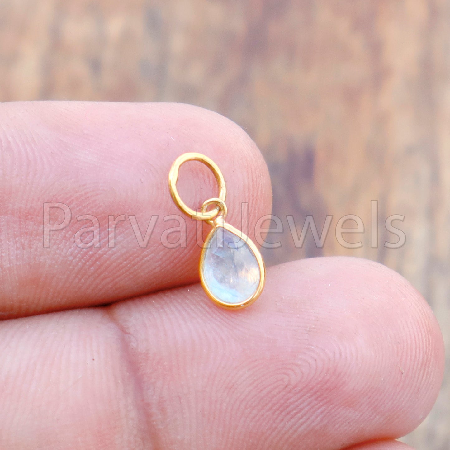 Natural Blue Rainbow Moonstone Charm, 18k Solid Gold Charm, Natural Moonstone Charm, Gold Charm, Charm Pendant, Charm Necklace, Handmade Gold Charm