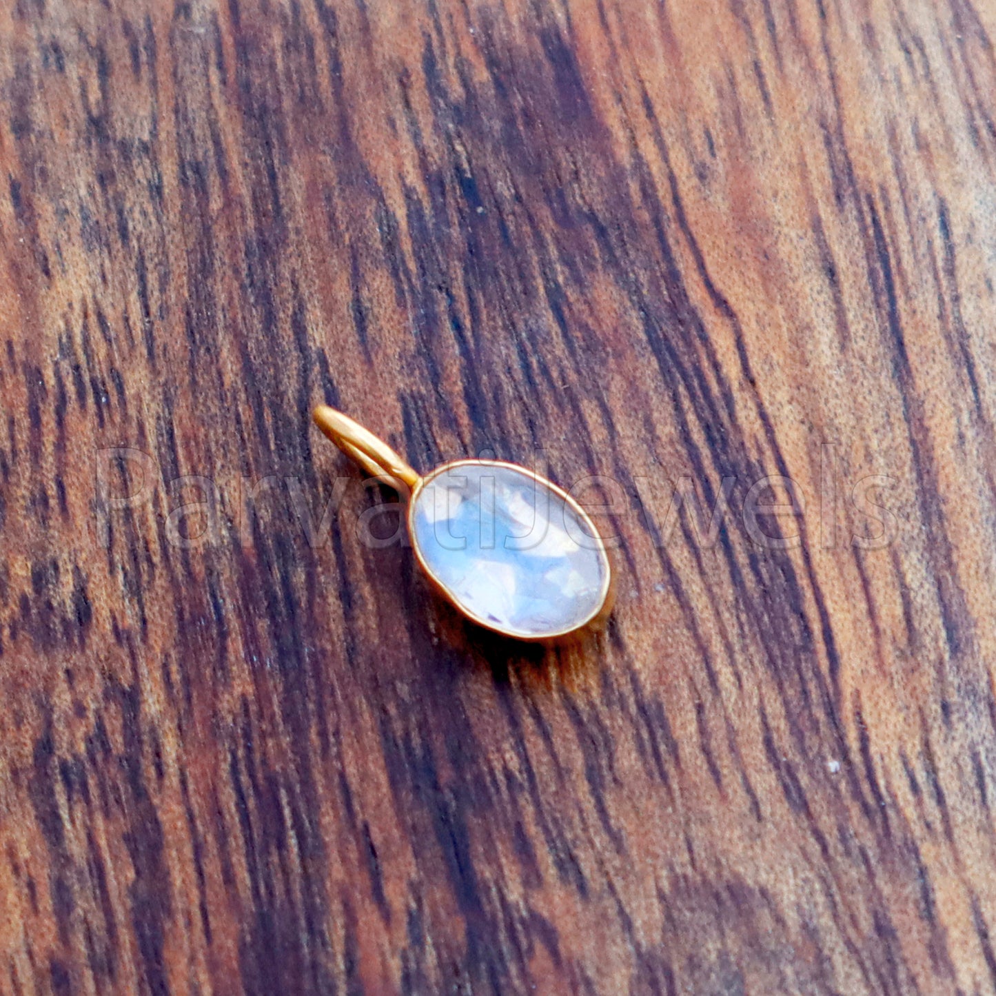 Natural Rainbow Moonstone Charm, 18k Solid Gold Charm, Blue Moonstone Charm, Gold Charm, Charm Pendant, Charm Necklace, Handmade Gold Charm