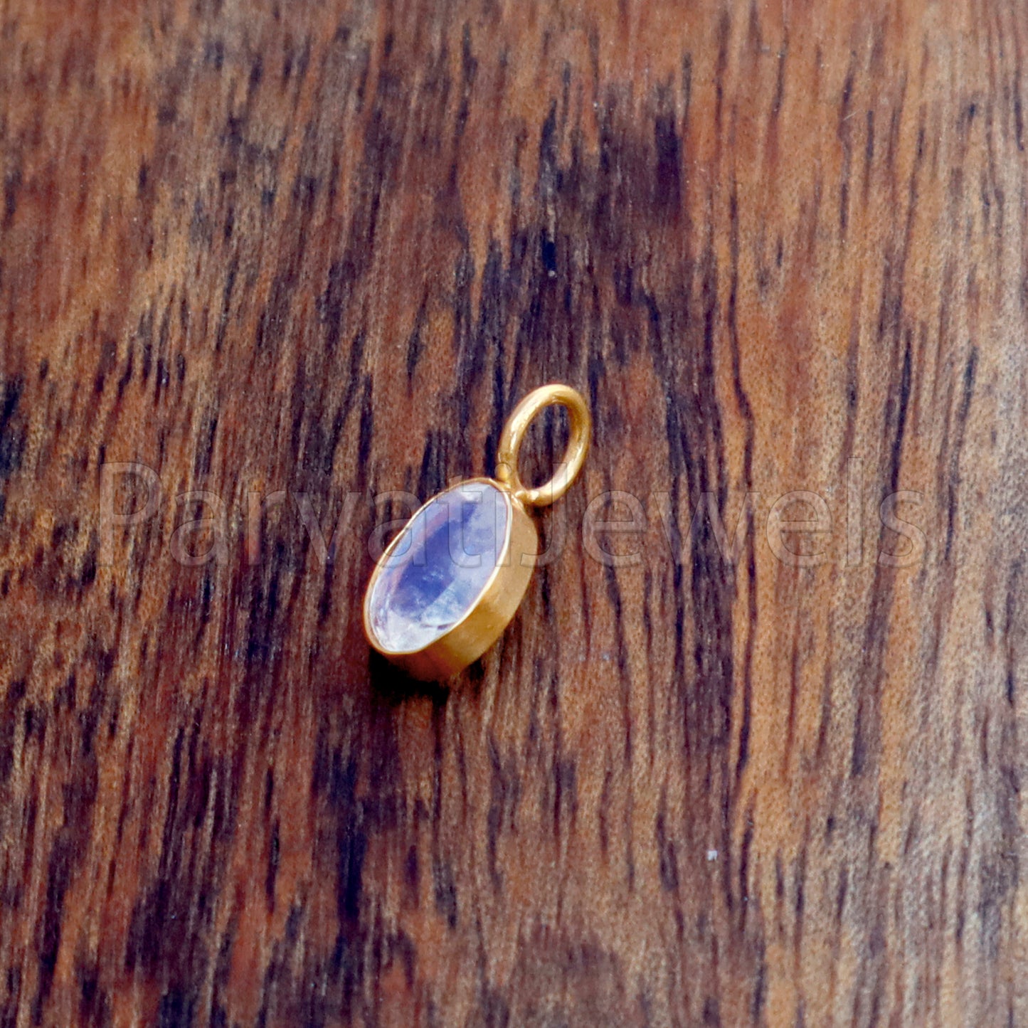 Natural Rainbow Moonstone Charm, 18k Solid Gold Charm, Blue Moonstone Charm, Gold Charm, Charm Pendant, Charm Necklace, Handmade Gold Charm