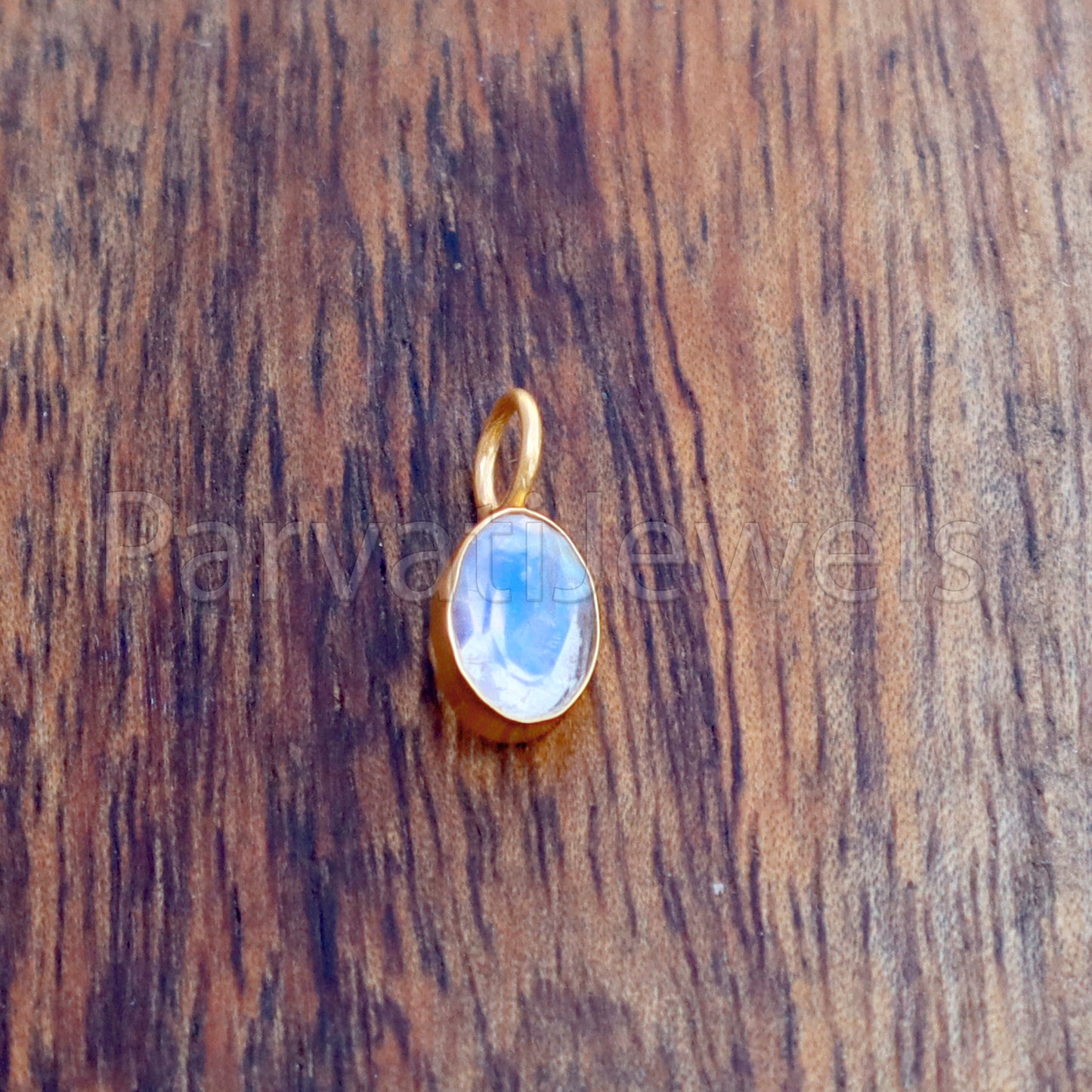 Natural Rainbow Moonstone Charm, 18k Solid Gold Charm, Blue Moonstone Charm, Gold Charm, Charm Pendant, Charm Necklace, Handmade Gold Charm
