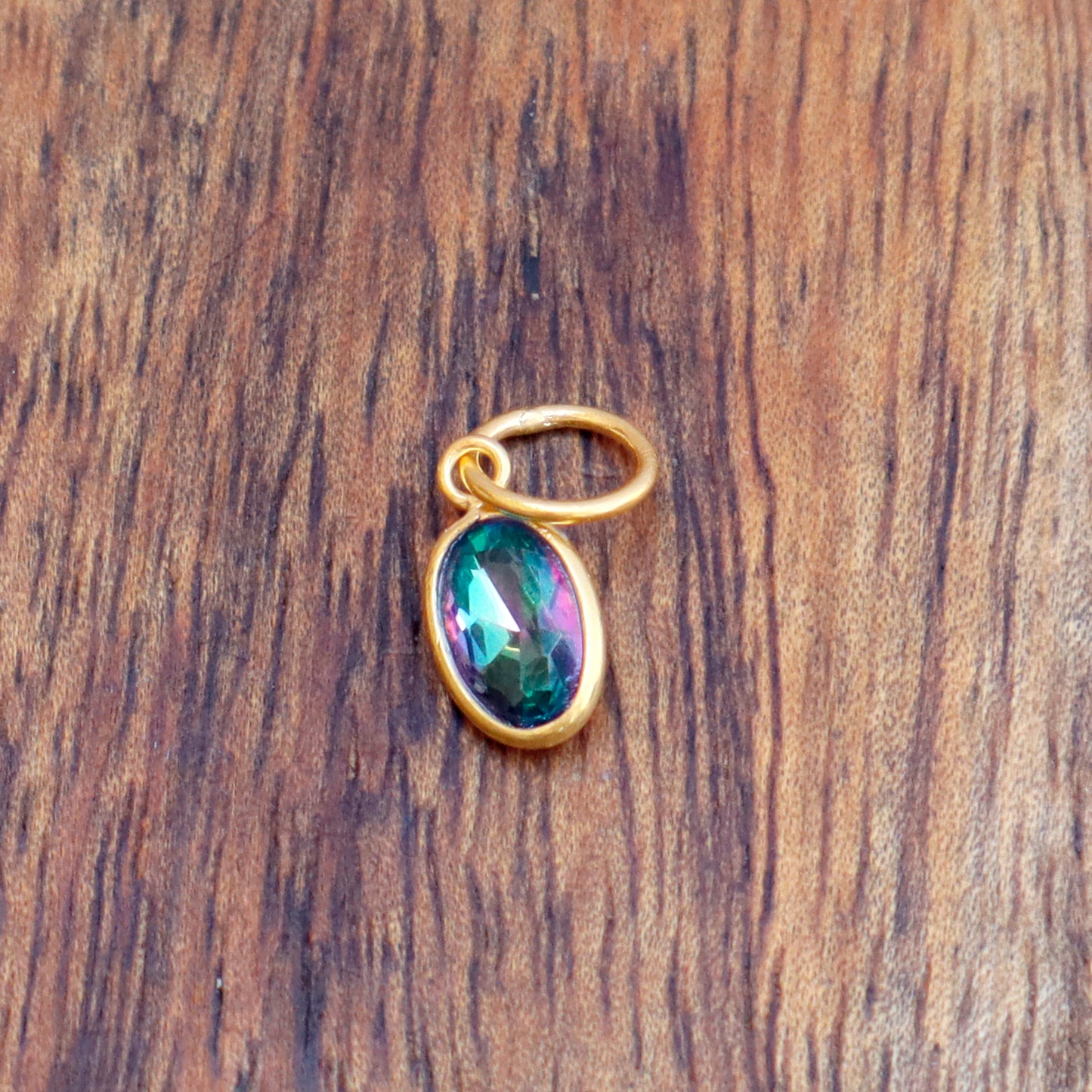 Mystic Topaz Charm, 18k Solid Gold Charm, Mystic Topaz Gold Charm, Gold Charm, Charm Pendant, Charm Necklace, Handmade Gold Charm, Gift For Christmas Charm, Gift For Mom Charm, Gift For Her Charm