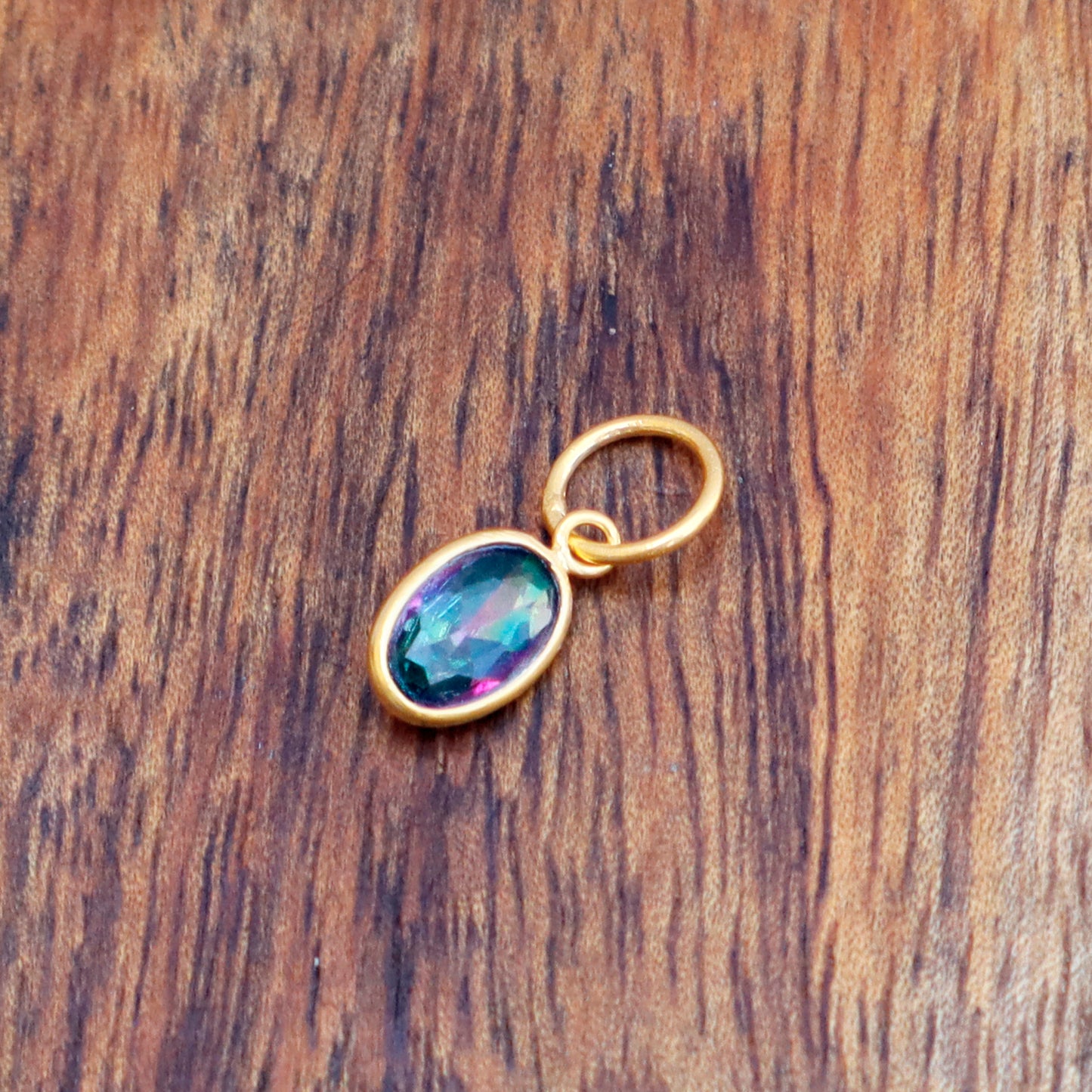 Mystic Topaz Charm, 18k Solid Gold Charm, Mystic Topaz Gold Charm, Gold Charm, Charm Pendant, Charm Necklace, Handmade Gold Charm, Gift For Christmas Charm, Gift For Mom Charm, Gift For Her Charm