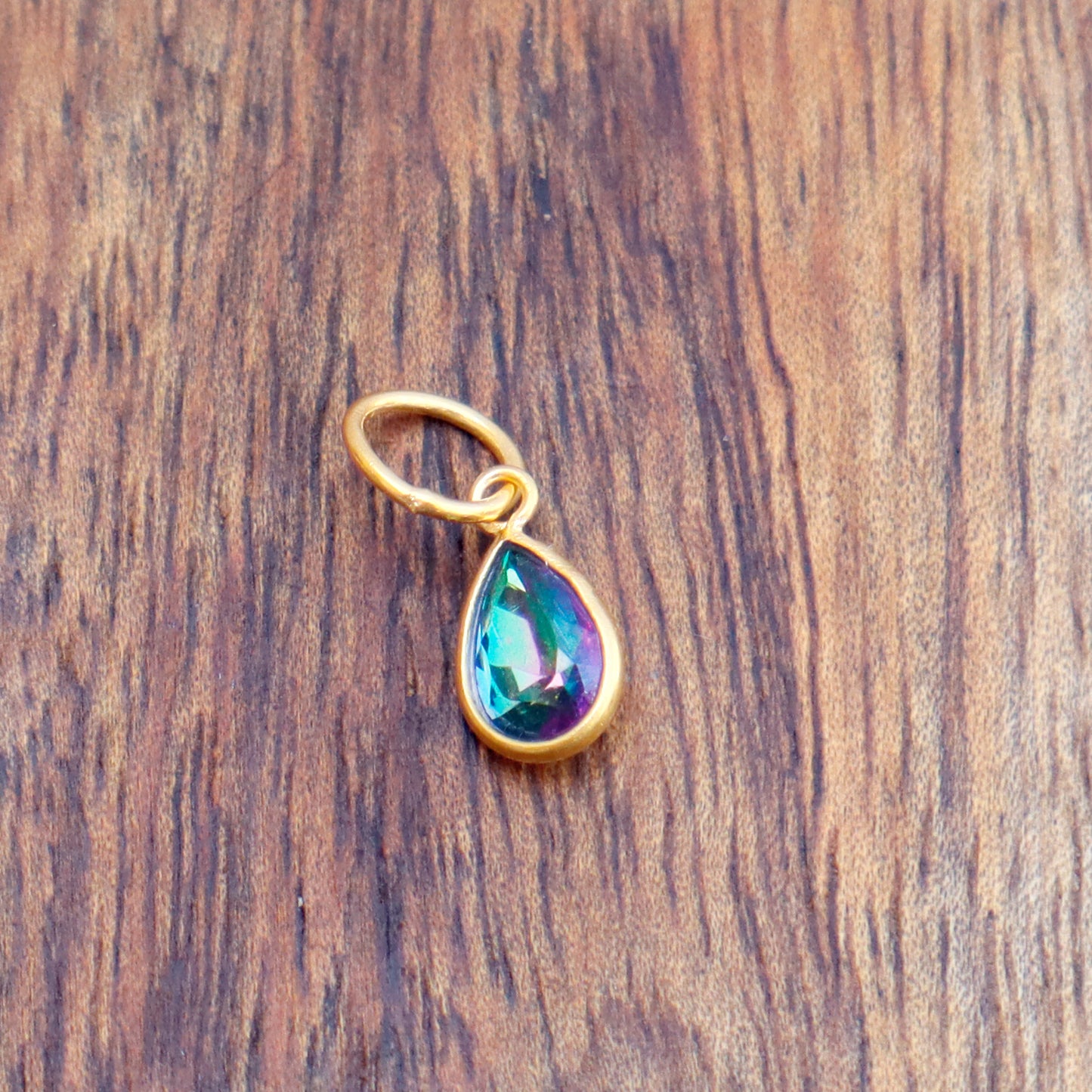 Mystic Topaz Charm, 18k Solid Gold Charm, Mystic Topaz Gold Charm, Gold Charm, Charm Pendant, Charm Necklace, Handmade Gold Charm