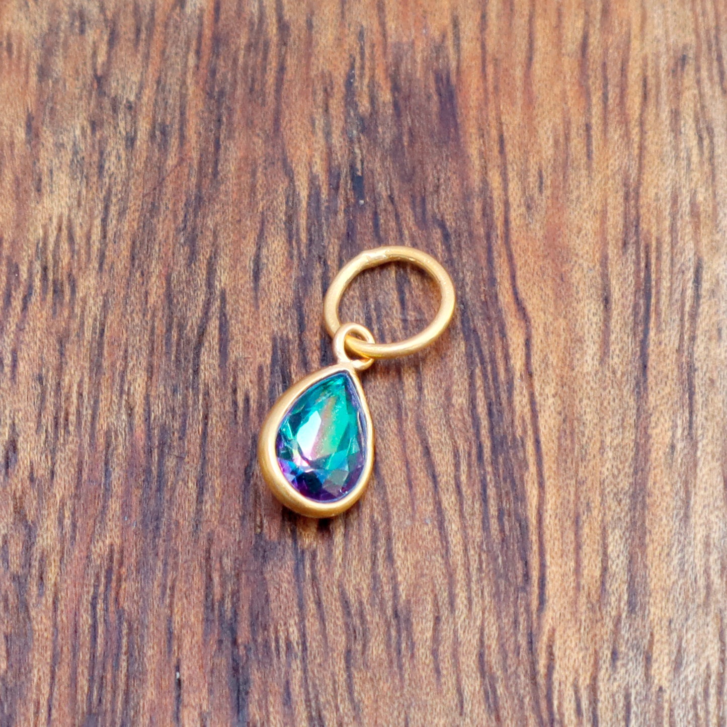 Mystic Topaz Charm, 18k Solid Gold Charm, Mystic Topaz Gold Charm, Gold Charm, Charm Pendant, Charm Necklace, Handmade Gold Charm