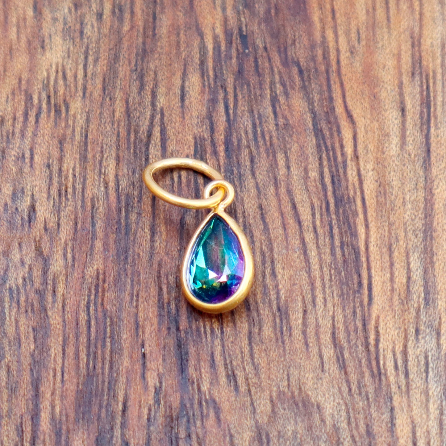 Mystic Topaz Charm, 18k Solid Gold Charm, Mystic Topaz Gold Charm, Gold Charm, Charm Pendant, Charm Necklace, Handmade Gold Charm
