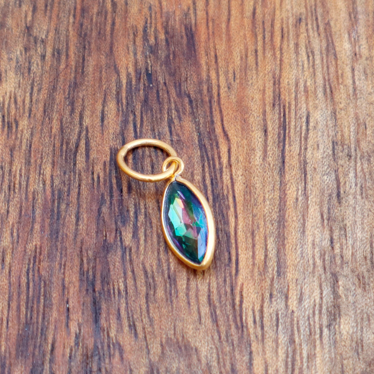 Mystic Topaz Charm, 18k Solid Gold Charm, Mystic Topaz Gold Charm, Gold Charm, Charm Pendant, Charm Necklace, Handmade Gold Charm, Gift For Sister Charm, Gift For Wedding Charm, Gift For Her Charm