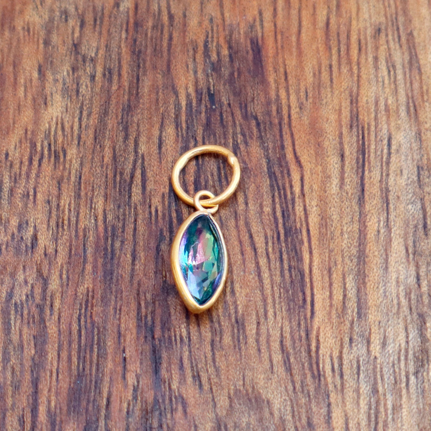Mystic Topaz Charm, 18k Solid Gold Charm, Mystic Topaz Gold Charm, Gold Charm, Charm Pendant, Charm Necklace, Handmade Gold Charm, Gift For Sister Charm, Gift For Wedding Charm, Gift For Her Charm