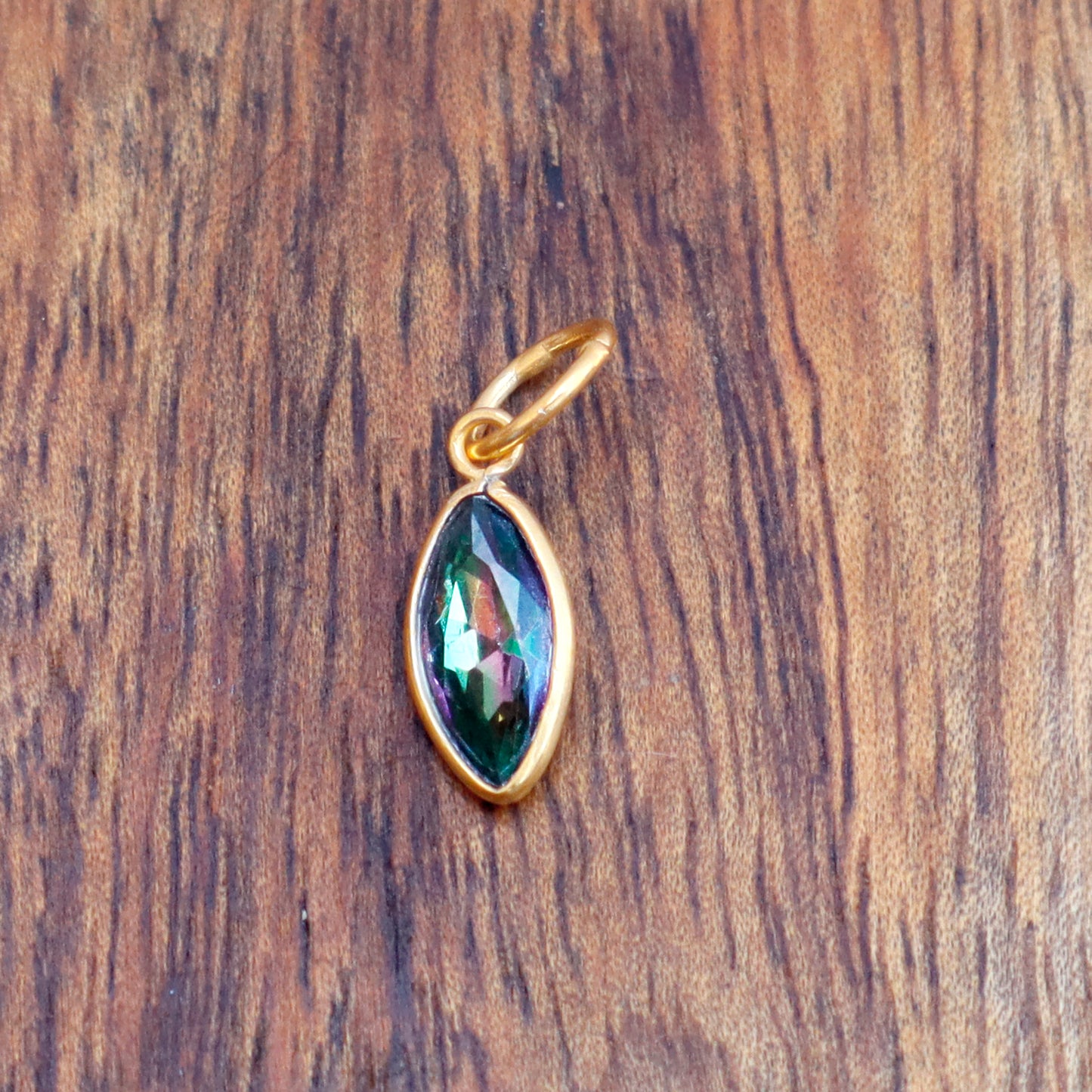 Mystic Topaz Charm, 18k Solid Gold Charm, Mystic Topaz Gold Charm, Gold Charm, Charm Pendant, Charm Necklace, Handmade Gold Charm, Gift For Sister Charm, Gift For Wedding Charm, Gift For Her Charm
