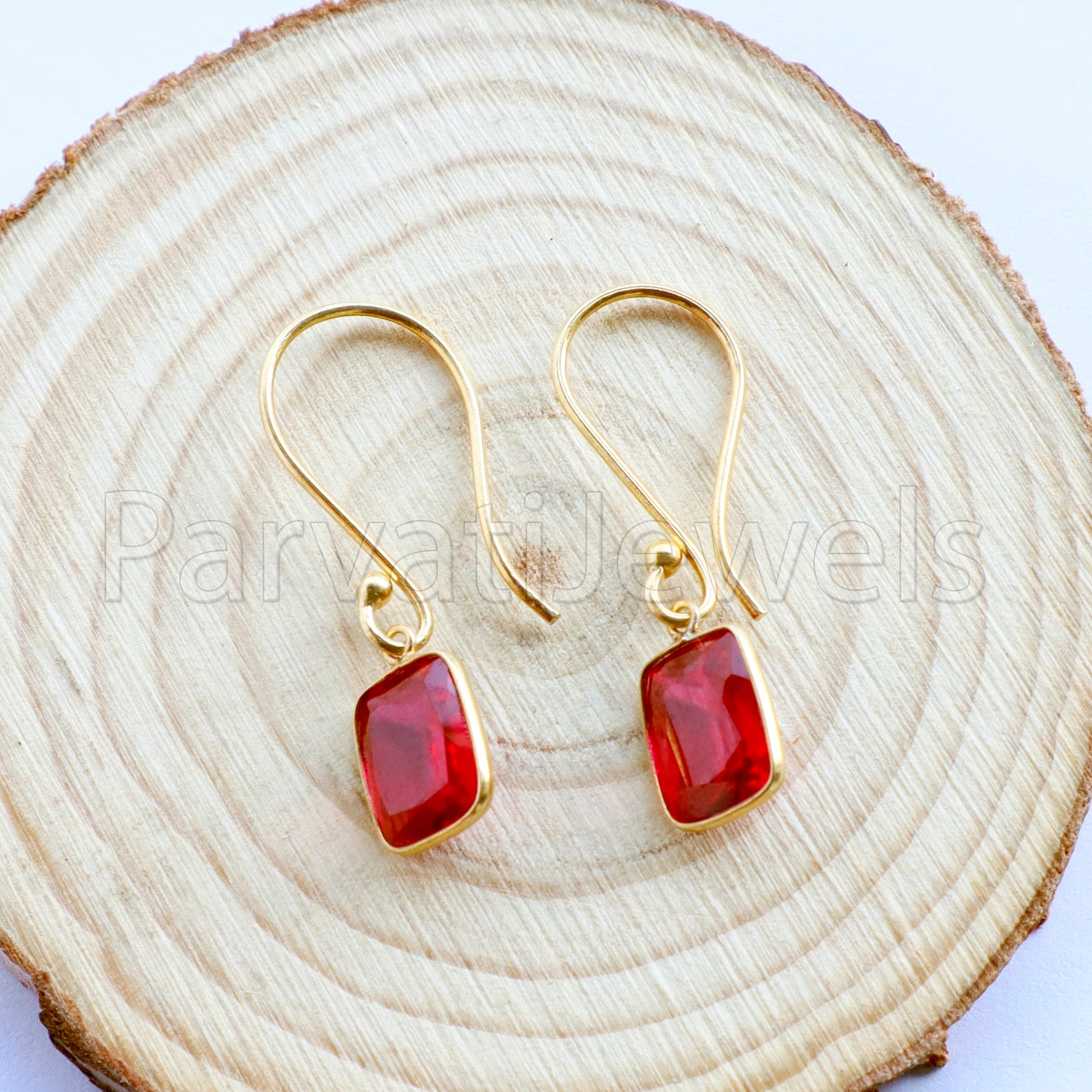 Lab Grown Ruby Dangle Earring, Dangle Earring,Ruby Earring, Minimalist Dangle Earring, Solid 18K Gold Earring,14kt gold earring,Gift for her