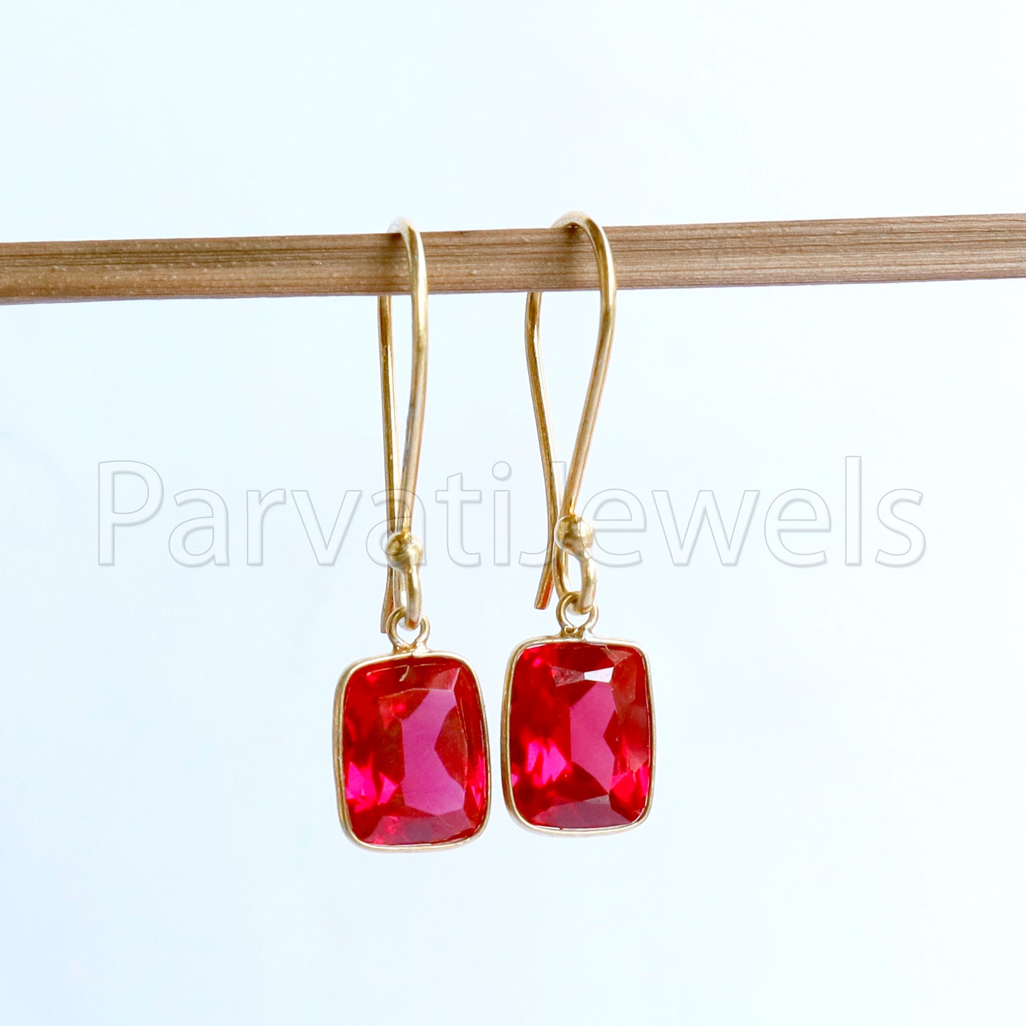 Lab Grown Ruby Dangle Earring, Dangle Earring,Ruby Earring, Minimalist Dangle Earring, Solid 18K Gold Earring,14kt gold earring,Gift for her