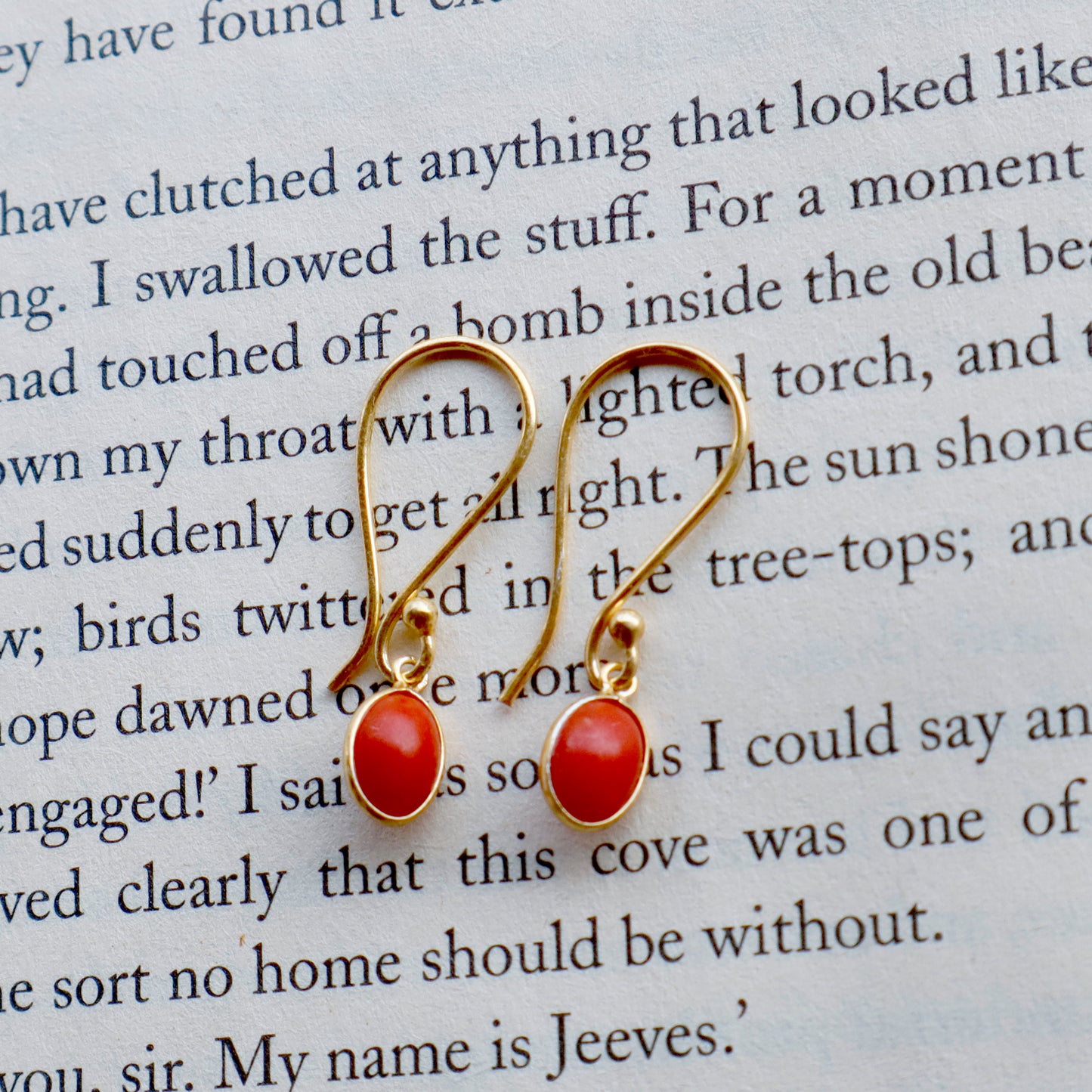 Natural Red Coral Earring, Red Coral Dangle Earring, Solid 18K Gold Earring, Handmade Gold Earring, Minimalist Dangle Earring, Gift for Her
