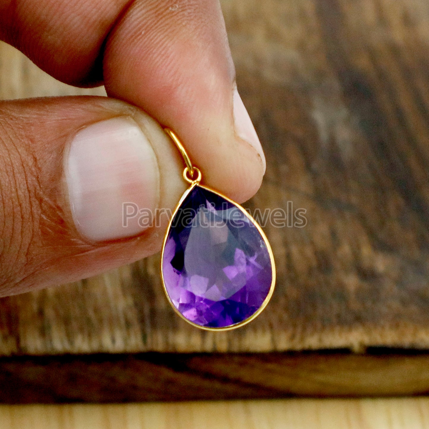 Natural Amethyst Charm, 18k Solid Gold Charm, Amethyst Charm, Gold Charm, Charm Pendant, Charm Necklace, Handmade Gold Charm, Gfit for Her
