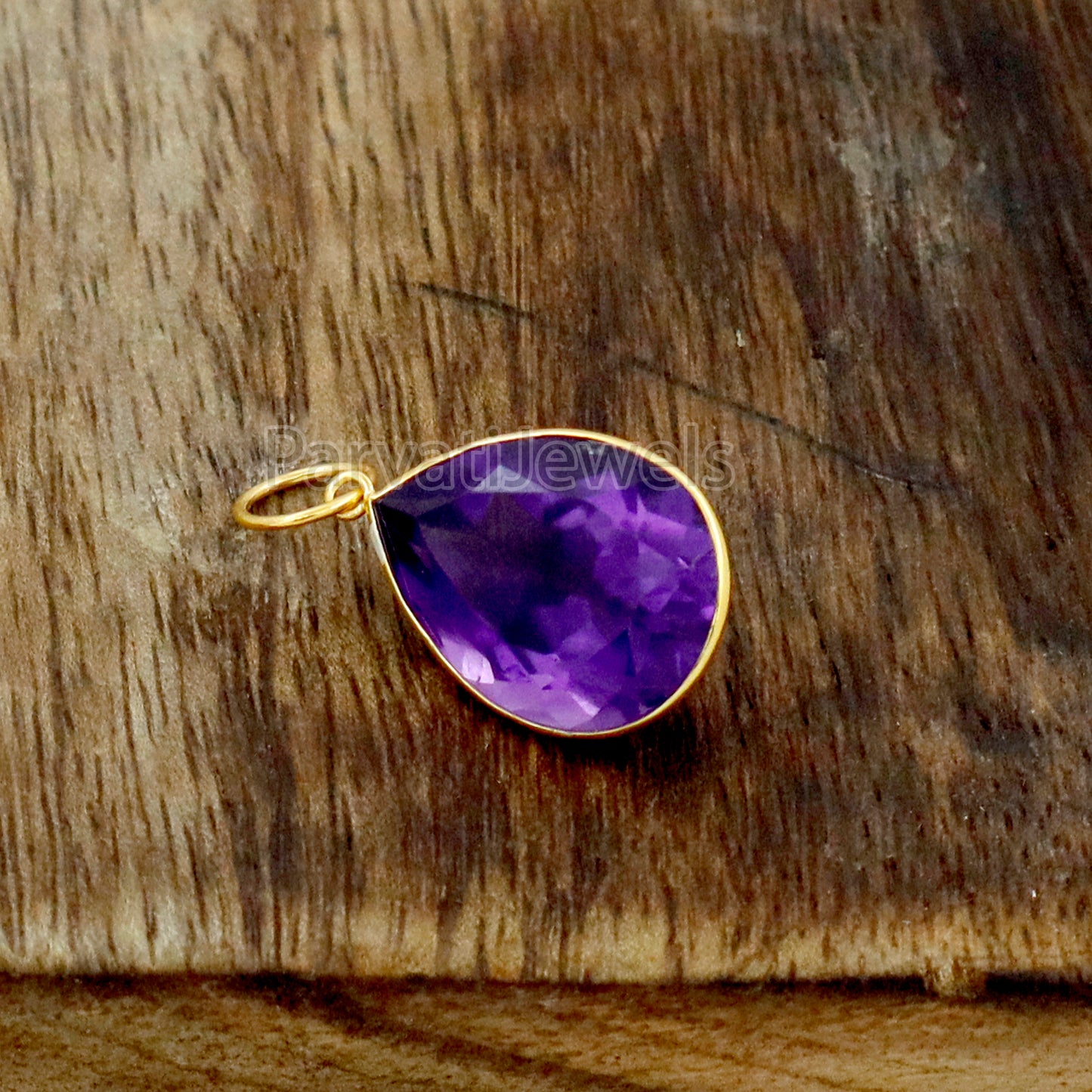 Natural Amethyst Charm, 18k Solid Gold Charm, Amethyst Charm, Gold Charm, Charm Pendant, Charm Necklace, Handmade Gold Charm, Gfit for Her