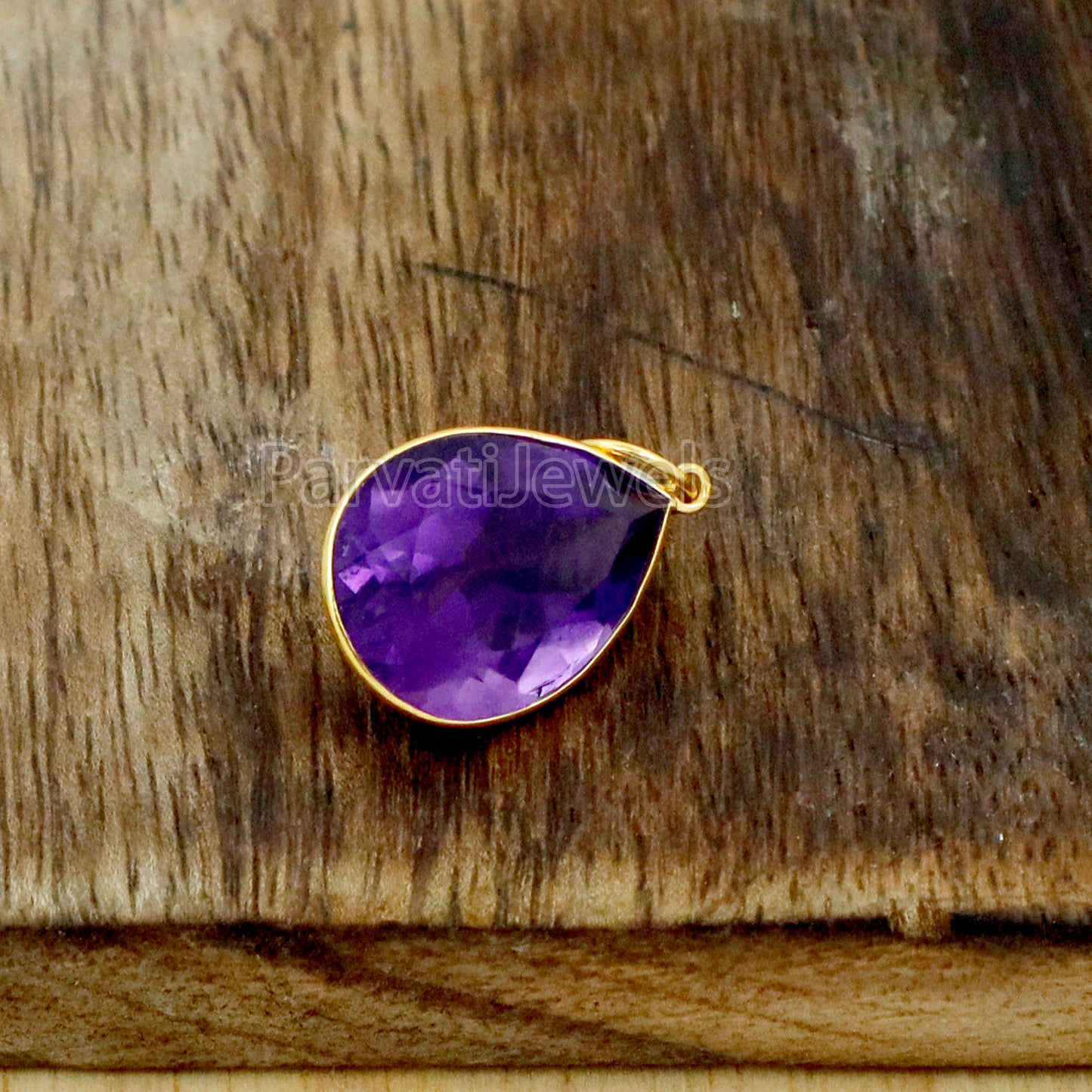 Natural Amethyst Charm, 18k Solid Gold Charm, Amethyst Charm, Gold Charm, Charm Pendant, Charm Necklace, Handmade Gold Charm, Gfit for Her