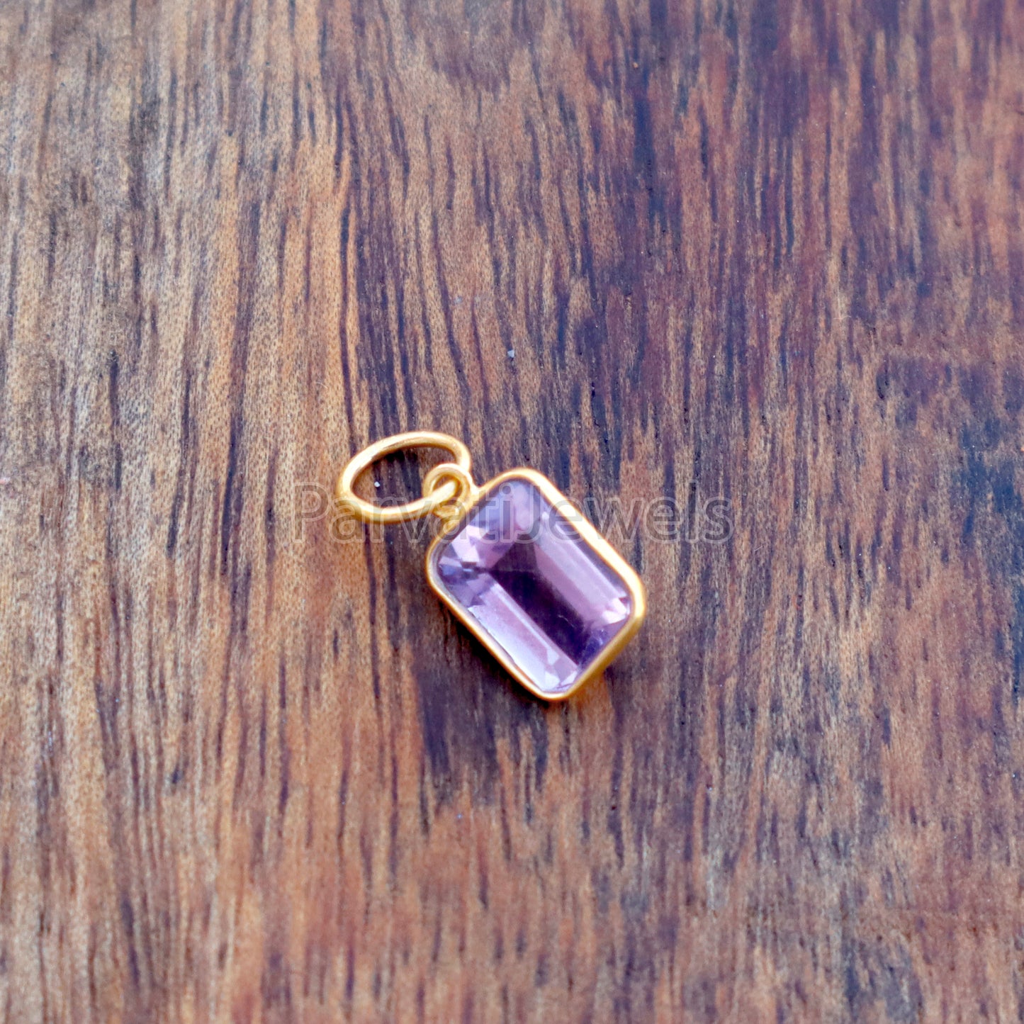 Amethyst Charm, 18k Solid Gold Charm, Natural Amethyst Charm, Gold Charm, Charm Pendant, Charm Necklace, Handmade Gold Charm, Gfit for Her