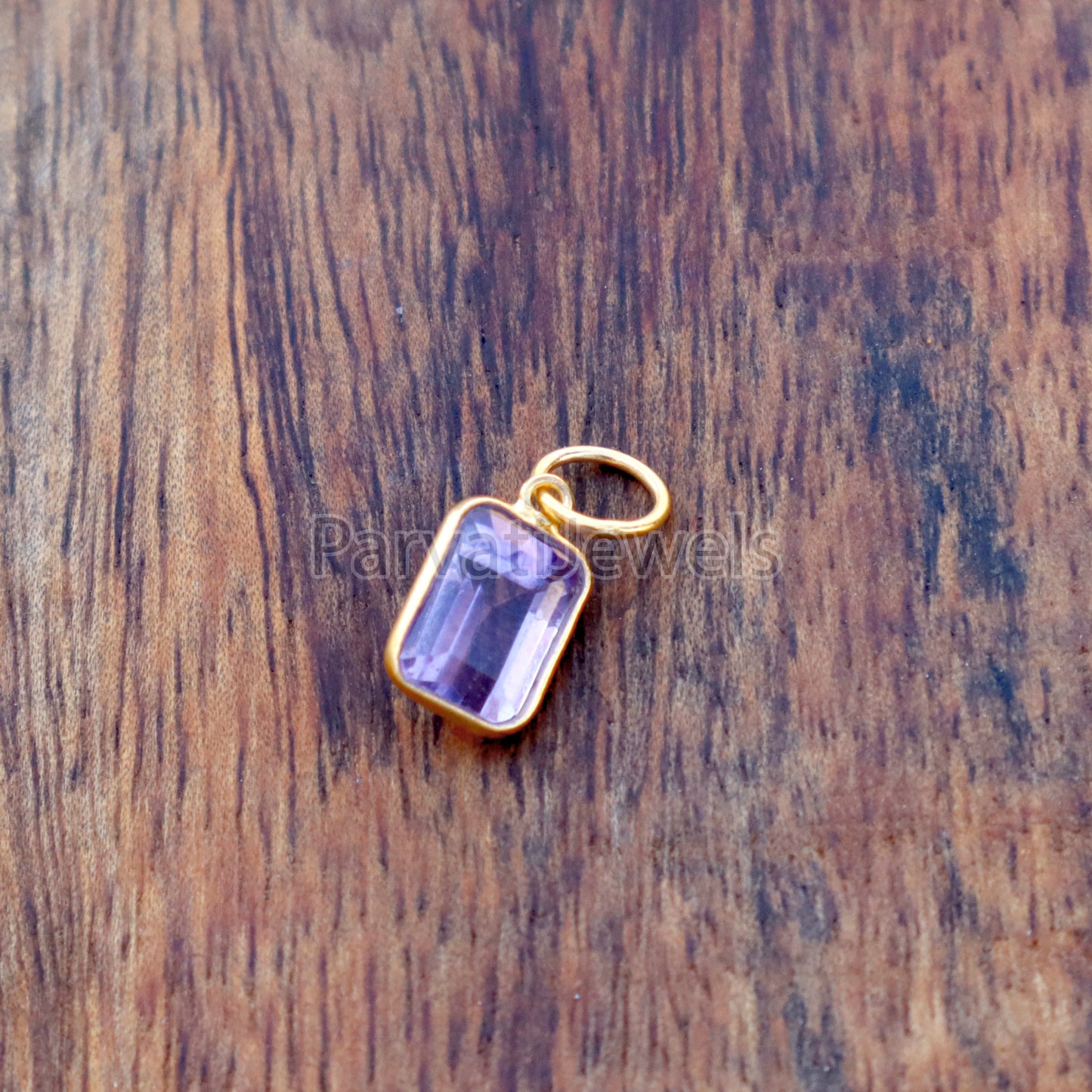 Amethyst Charm, 18k Solid Gold Charm, Natural Amethyst Charm, Gold Charm, Charm Pendant, Charm Necklace, Handmade Gold Charm, Gfit for Her