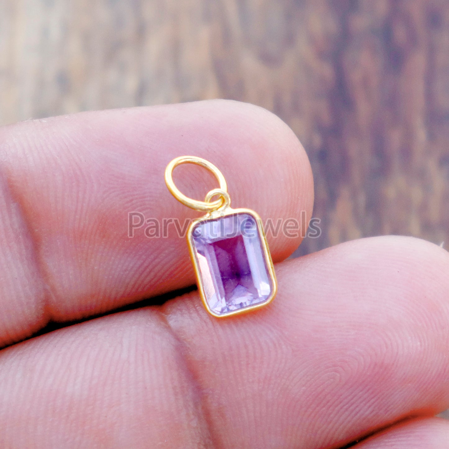 Amethyst Charm, 18k Solid Gold Charm, Natural Amethyst Charm, Gold Charm, Charm Pendant, Charm Necklace, Handmade Gold Charm, Gfit for Her