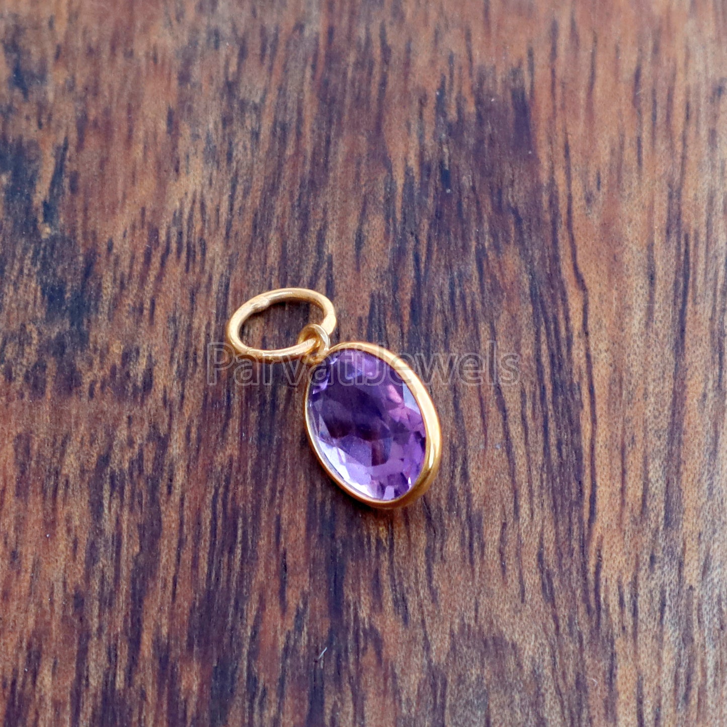 Amethyst Charm, 18k Solid Gold Charm, Natural Amethyst Charm, Gold Charm, Charm Pendant, Charm Necklace, Handmade Gold Charm, Gfit for Her