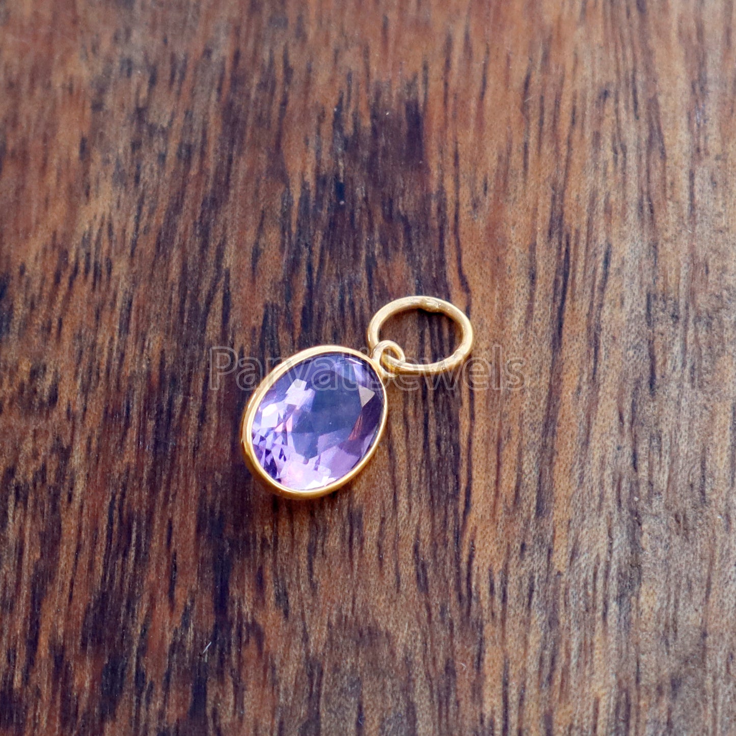 Amethyst Charm, 18k Solid Gold Charm, Natural Amethyst Charm, Gold Charm, Charm Pendant, Charm Necklace, Handmade Gold Charm, Gfit for Her