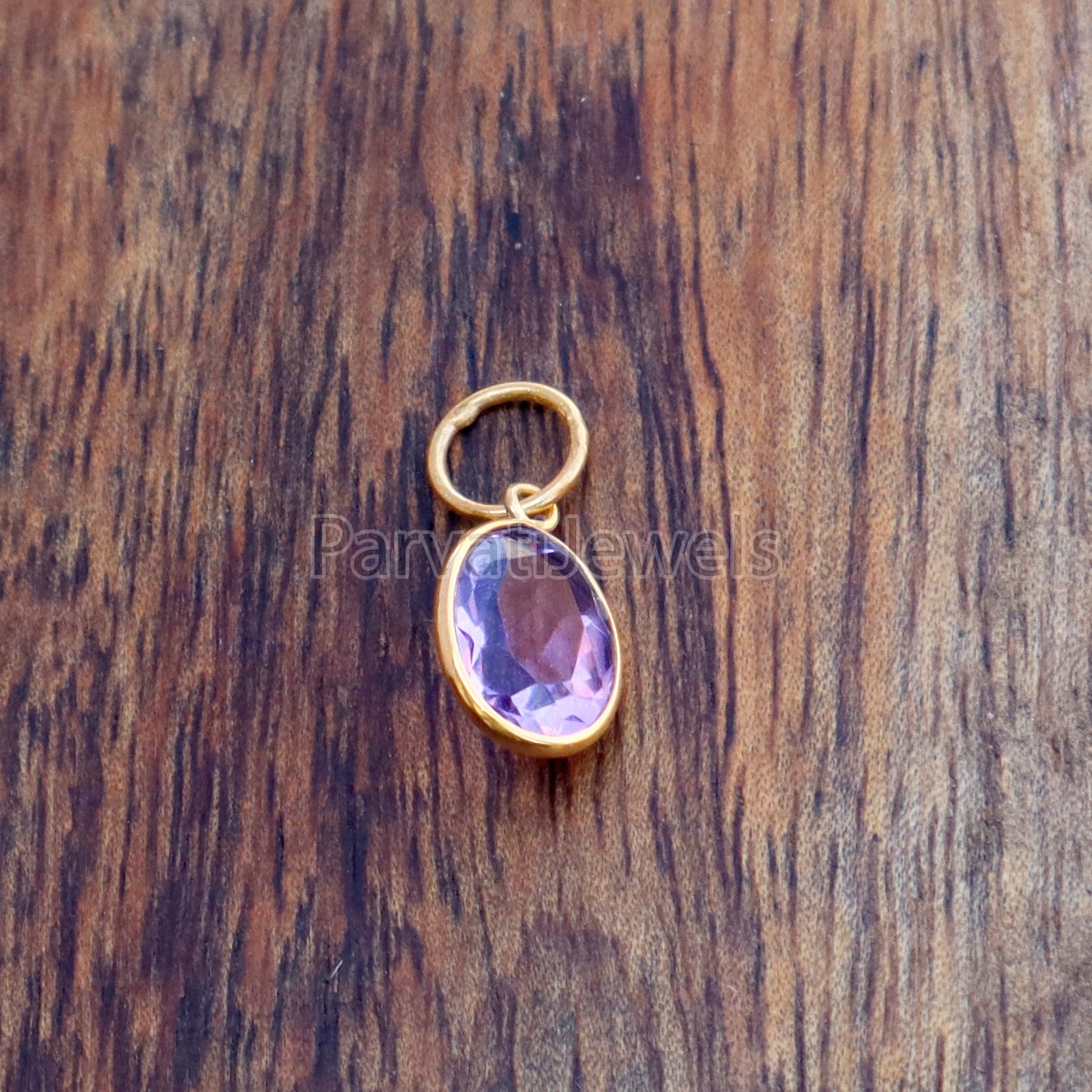 Amethyst Charm, 18k Solid Gold Charm, Natural Amethyst Charm, Gold Charm, Charm Pendant, Charm Necklace, Handmade Gold Charm, Gfit for Her