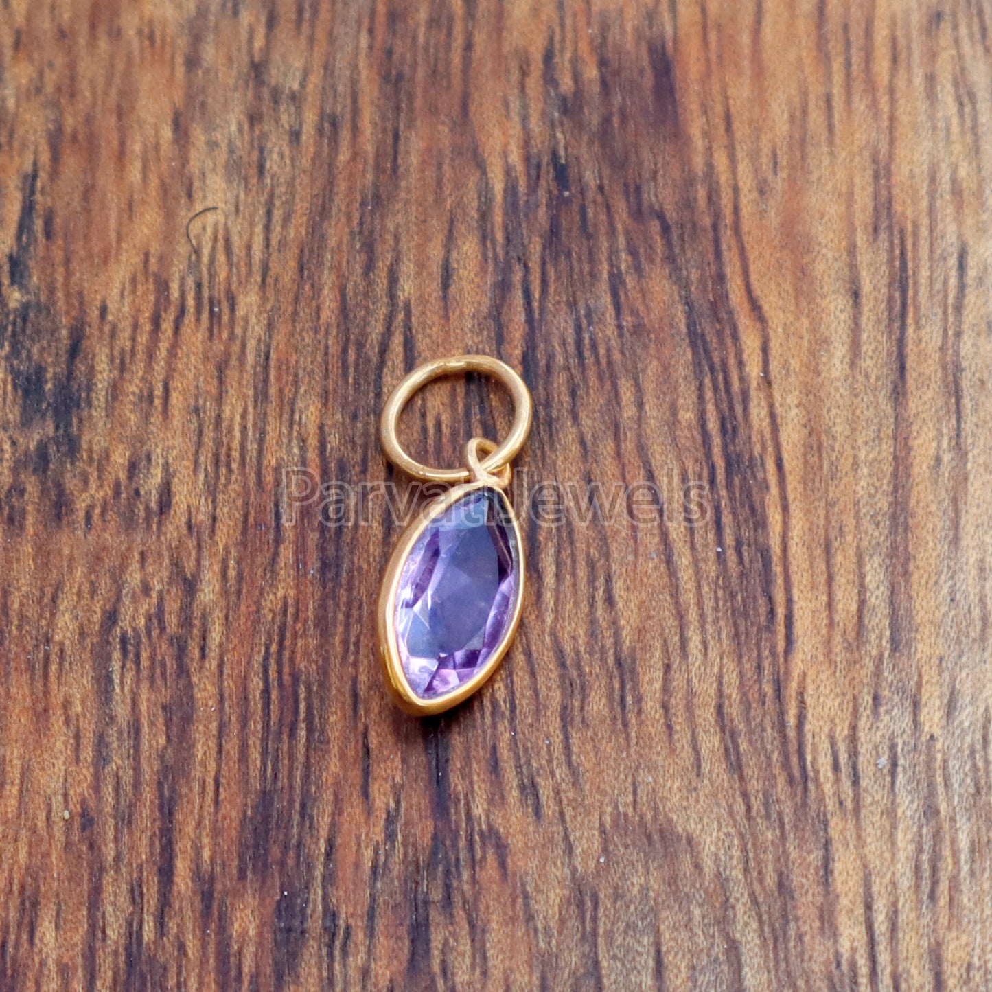 Natural Amethyst Charm, 18k Solid Gold Charm, Natural Amethyst Marquise Charm, Gold Charm, Charm Pendant, Charm Necklace, Handmade Gold Charm, Gift for Her