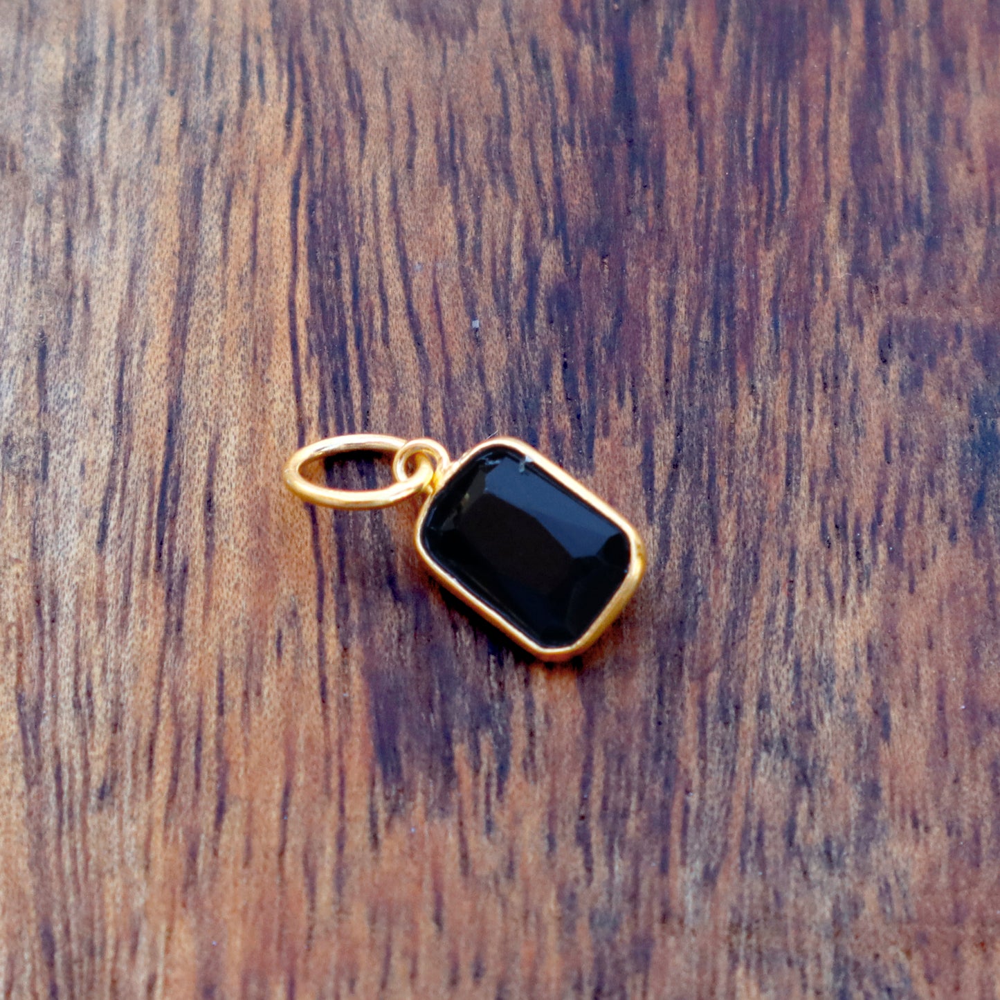 Black Onyx Charm, 18k Solid Gold Charm, Natural Black Onyx Charm, Gold Charm, Charm Pendant, Gold Charm Necklace, Handmade Gold Charm