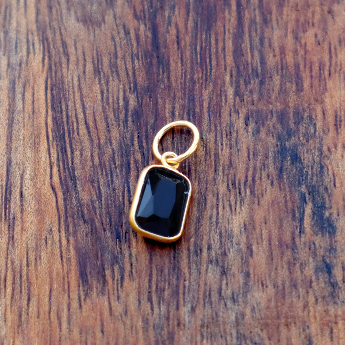Black Onyx Charm, 18k Solid Gold Charm, Natural Black Onyx Charm, Gold Charm, Charm Pendant, Gold Charm Necklace, Handmade Gold Charm