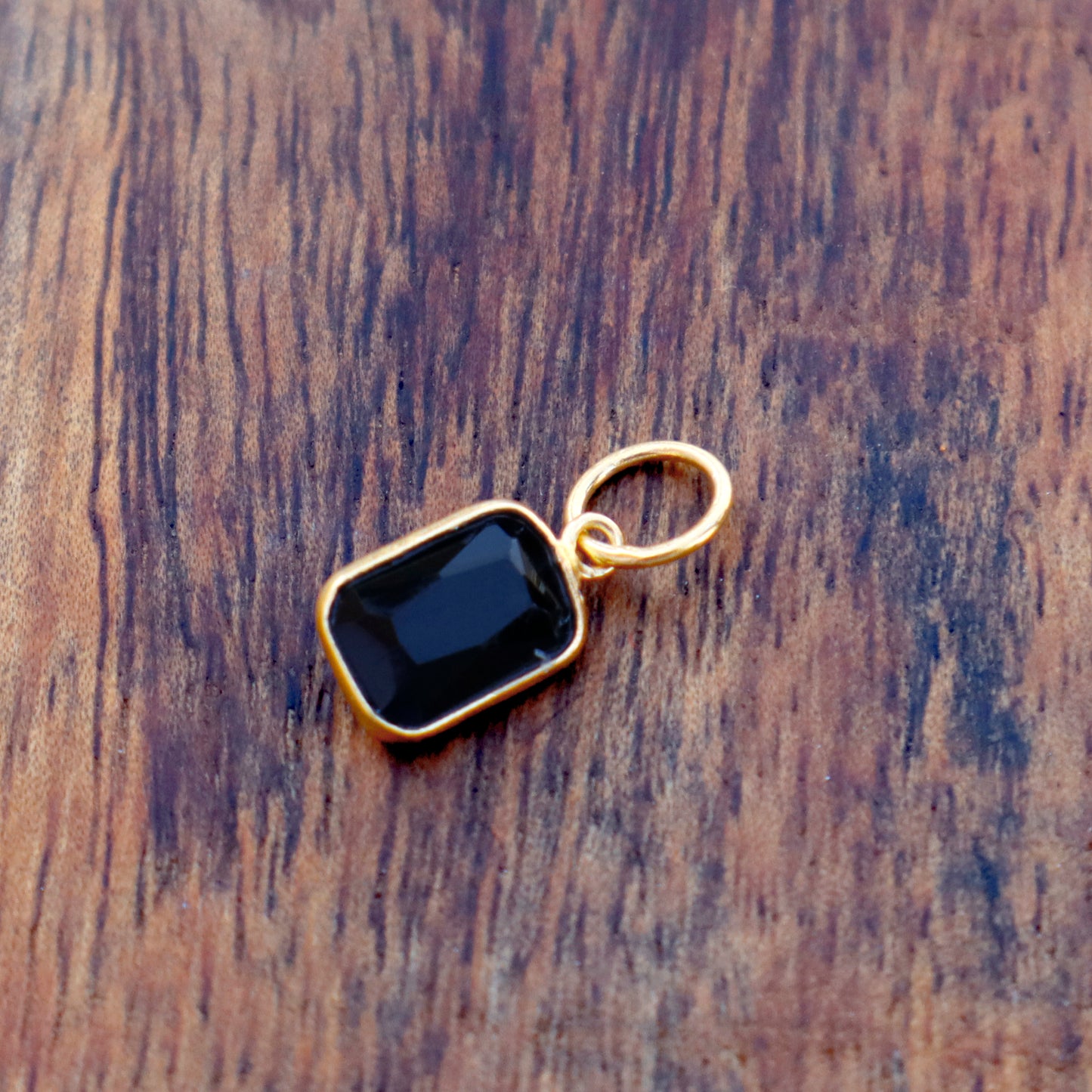 Black Onyx Charm, 18k Solid Gold Charm, Natural Black Onyx Charm, Gold Charm, Charm Pendant, Gold Charm Necklace, Handmade Gold Charm