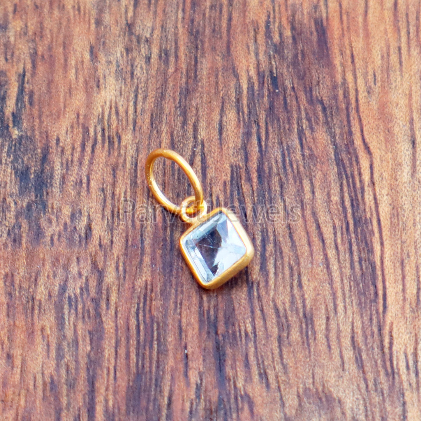 Blue Topaz Charm, 18k Solid Gold Charm, Natural Blue Topaz Charm, Gold Charm, Charm Pendant, Charm Necklace, Handmade Gold Charm