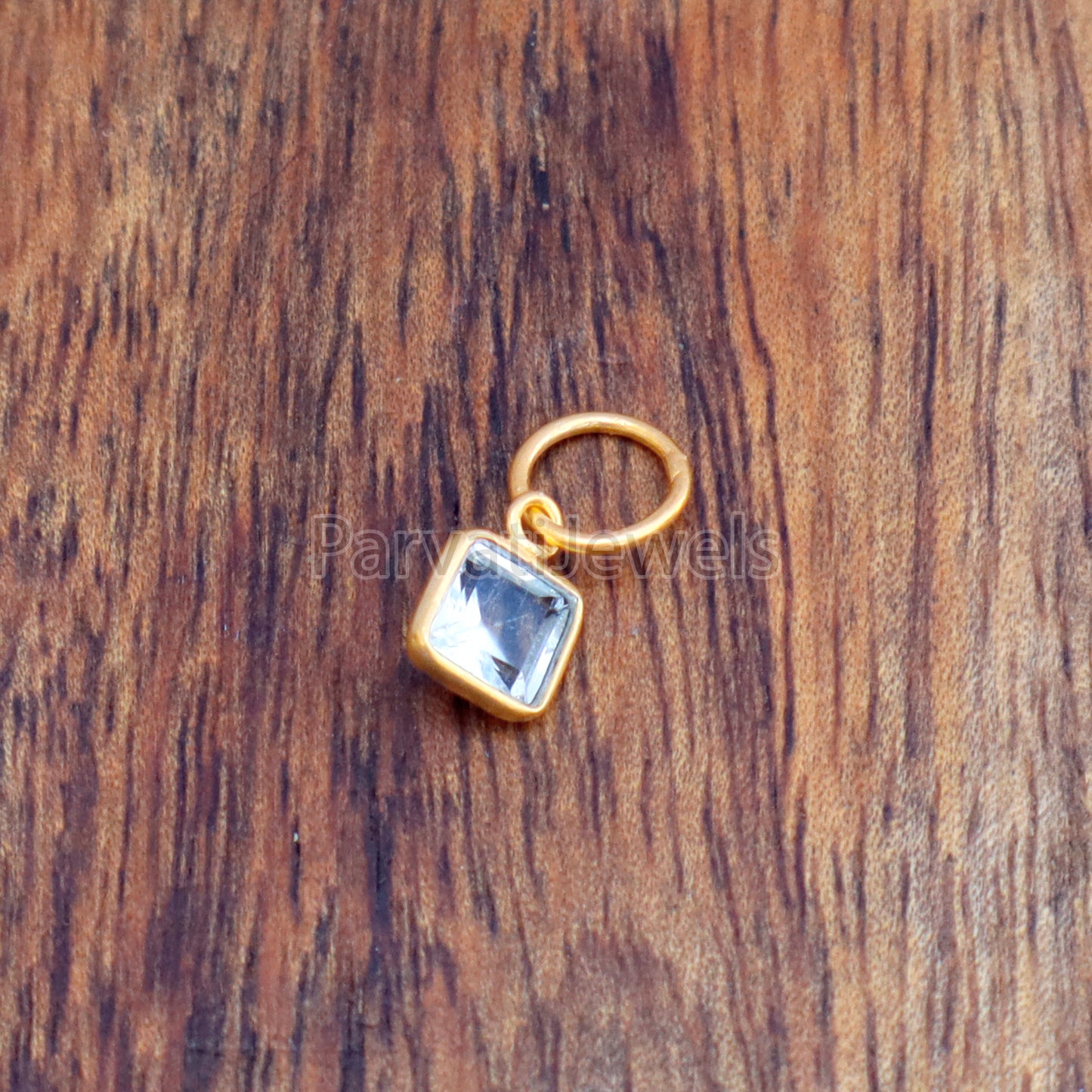 Blue Topaz Charm, 18k Solid Gold Charm, Natural Blue Topaz Charm, Gold Charm, Charm Pendant, Charm Necklace, Handmade Gold Charm