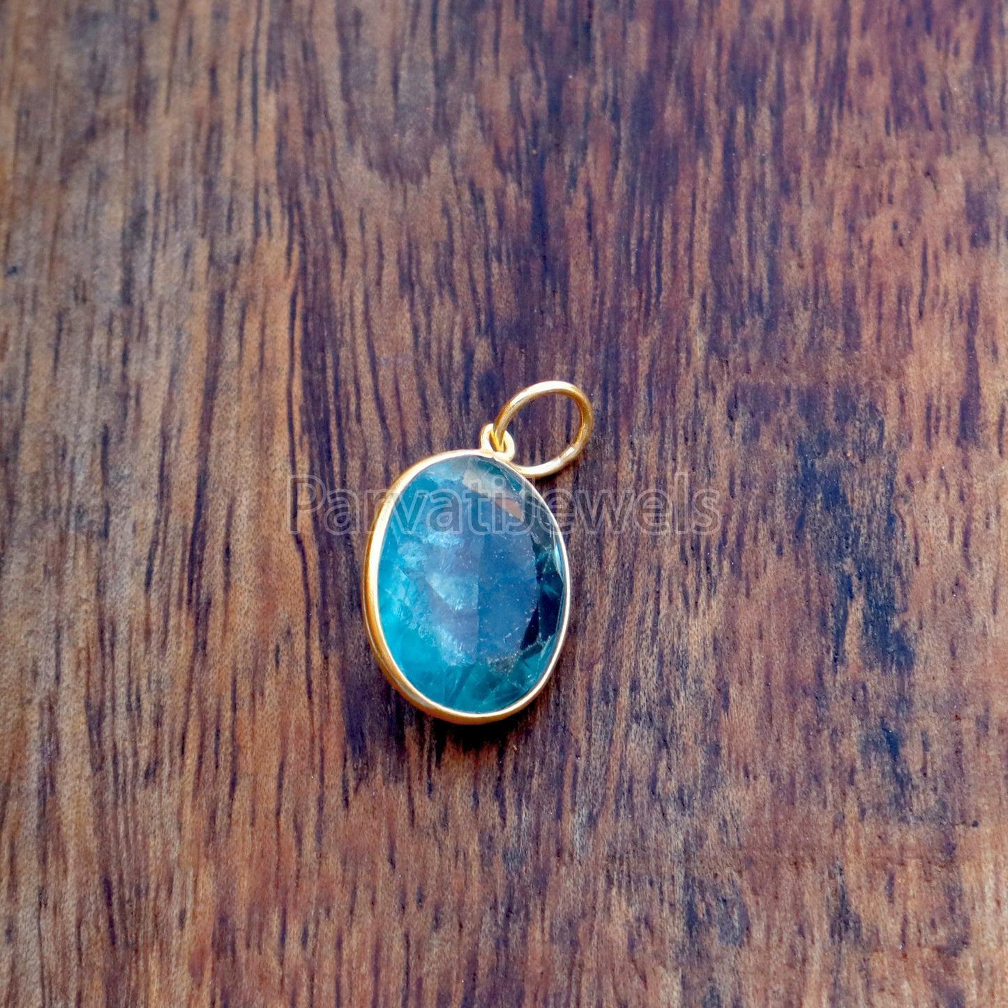 Apatite Charm, 18k Solid Gold Charm, Natural Apatite Charm, Gold Charm, Charm Pendant, Charm Necklace, Handmade Gold Charm, Gift for Her