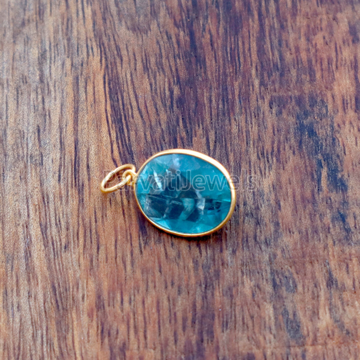 Apatite Charm, 18k Solid Gold Charm, Natural Apatite Charm, Gold Charm, Charm Pendant, Charm Necklace, Handmade Gold Charm, Gift for Her
