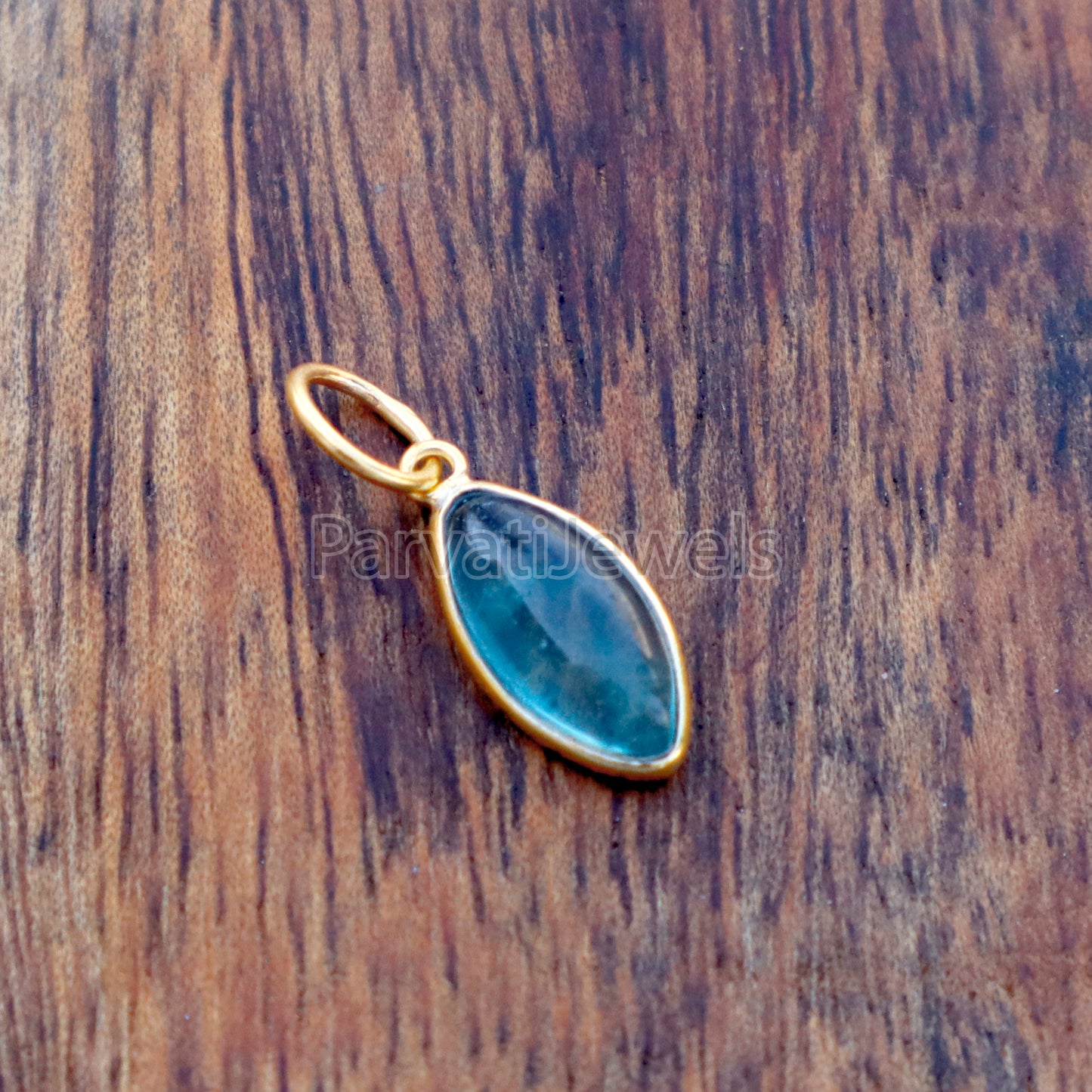 Green Fluorite Charm, 18k Solid Gold Charm, Cabochon Fluorite Charm, Gold Charm, Charm Pendant, Gold Charm Necklace, Handmade Gold Charm