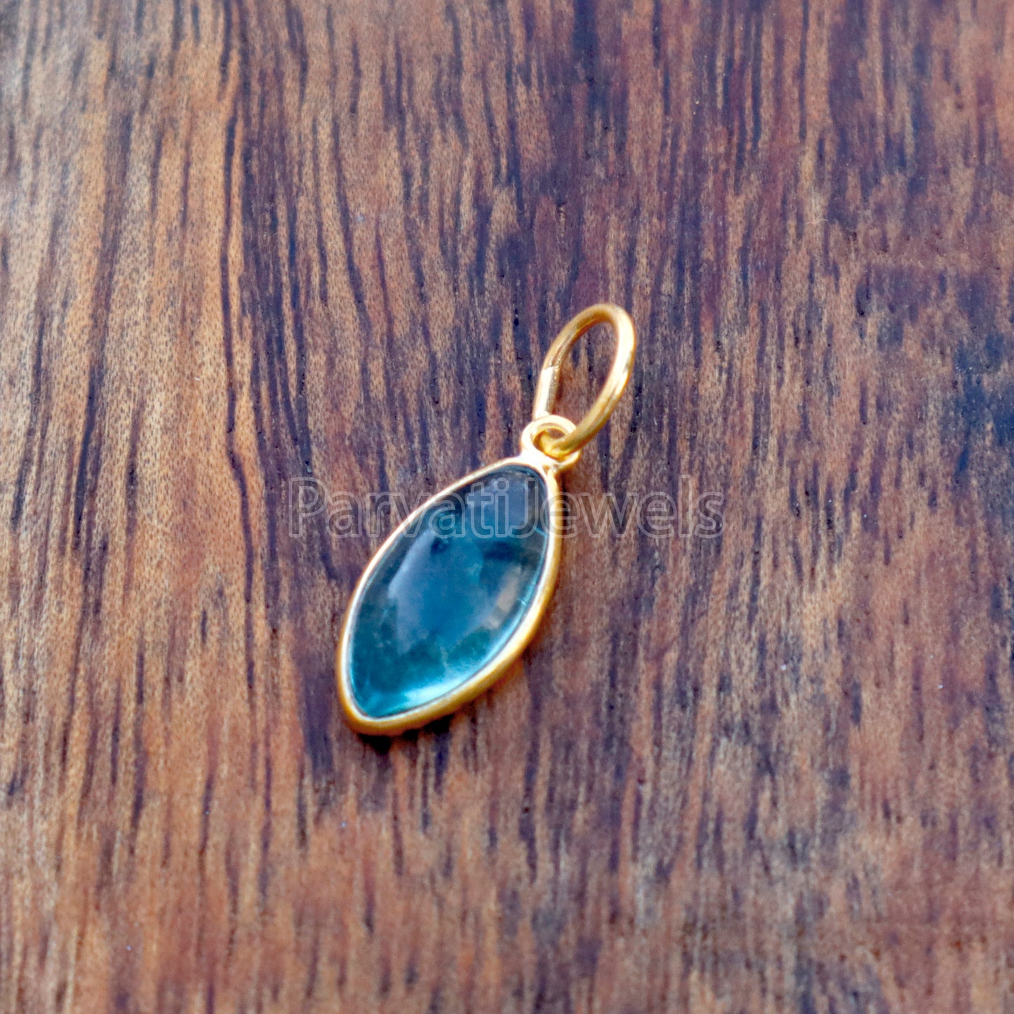 Green Fluorite Charm, 18k Solid Gold Charm, Cabochon Fluorite Charm, Gold Charm, Charm Pendant, Gold Charm Necklace, Handmade Gold Charm