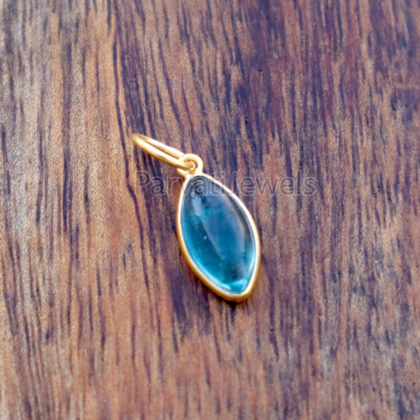 Green Fluorite Charm, 18k Solid Gold Charm, Cabochon Fluorite Charm, Gold Charm, Charm Pendant, Gold Charm Necklace, Handmade Gold Charm
