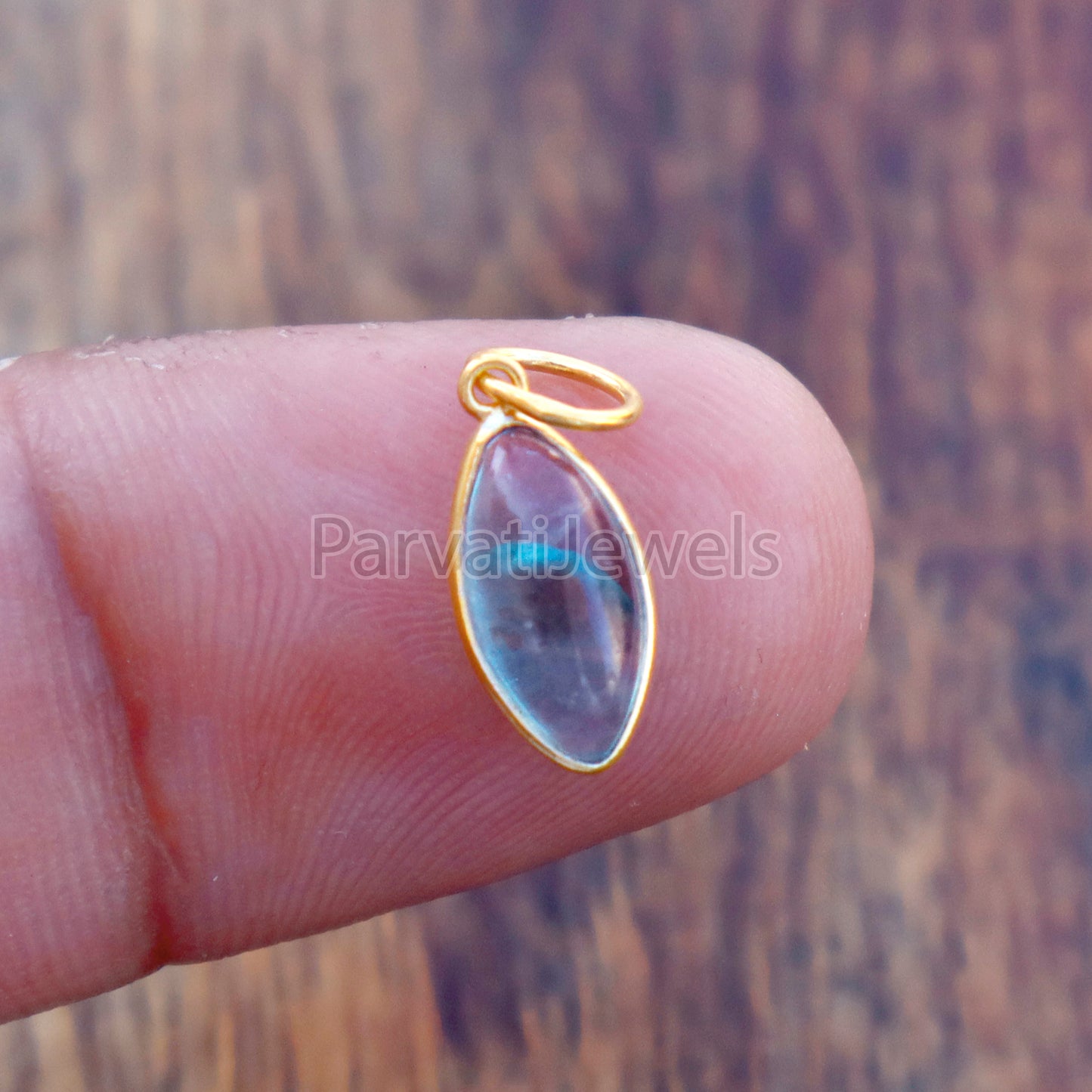 Green Fluorite Charm, 18k Solid Gold Charm, Cabochon Fluorite Charm, Gold Charm, Charm Pendant, Gold Charm Necklace, Handmade Gold Charm