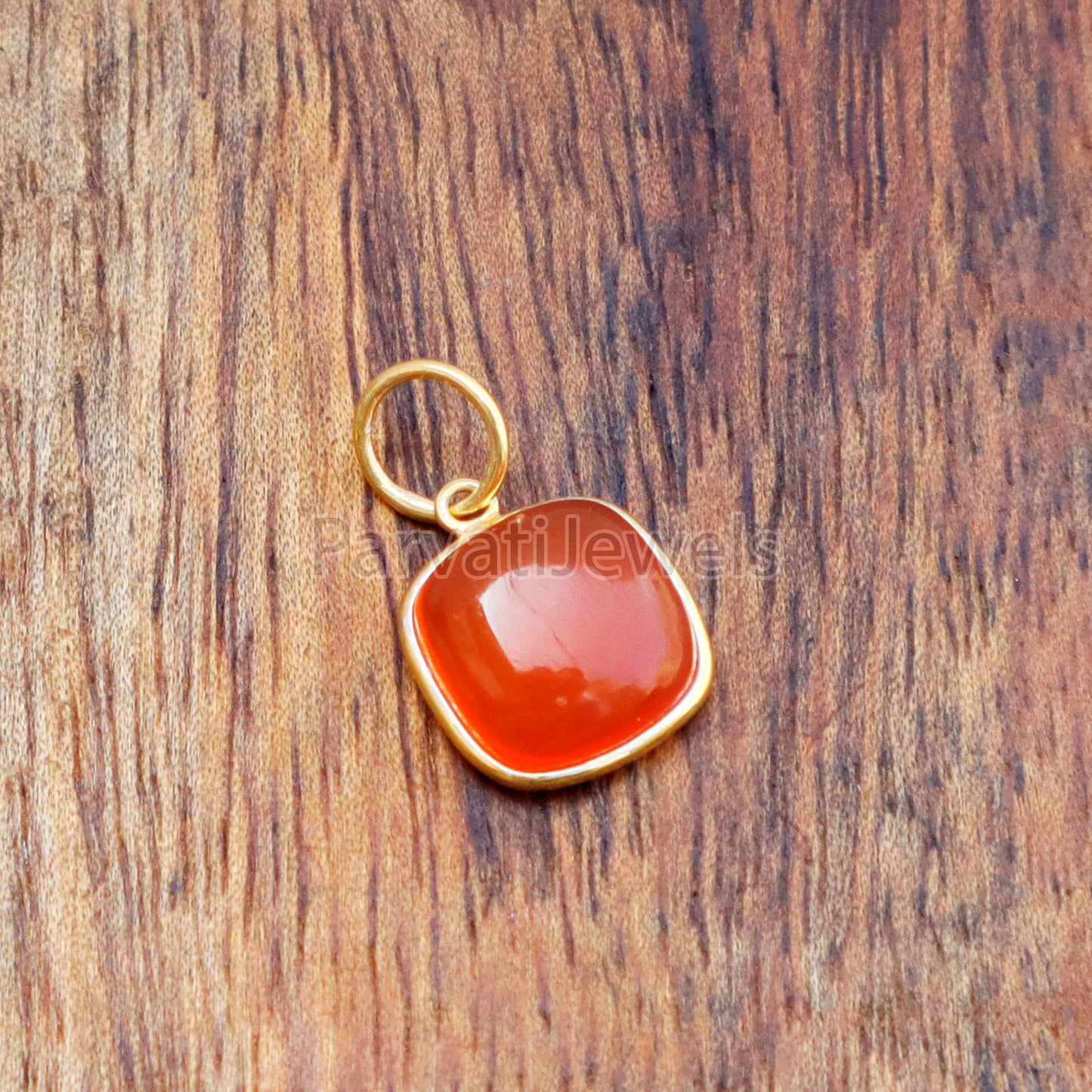 Natural Carnelian Charm, 18k Solid Gold Charm, Natural Carnelian Gold Charm, Gold Charm, Charm Pendant, MOTIVATION STONE, Gift for Her, 18K Gold Charm