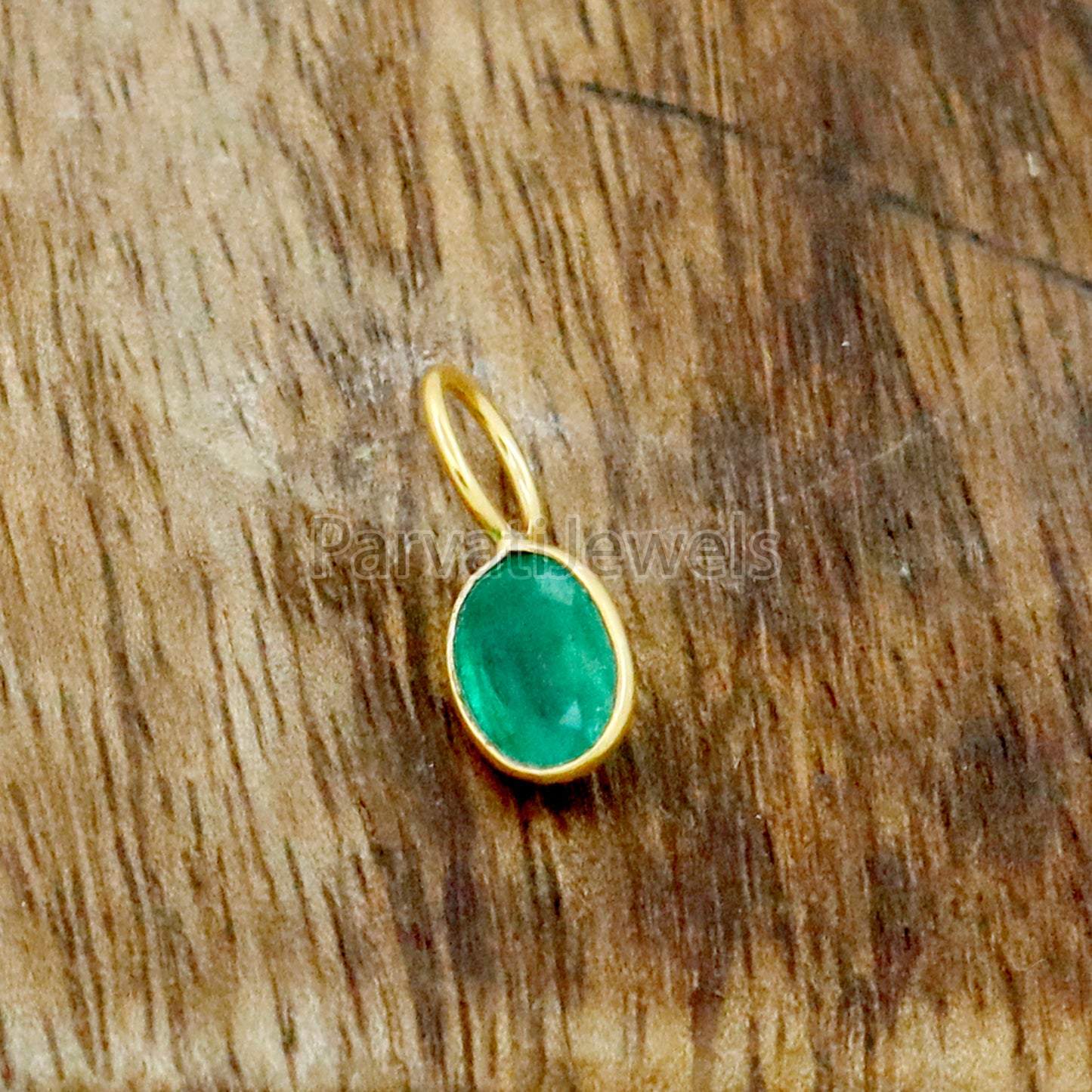 Emerald Charm, 18k Solid Gold Charm, Natural Emerald Charm, Gold Charm, Charm Pendant, Charm Necklace, Handmade Gold Charm
