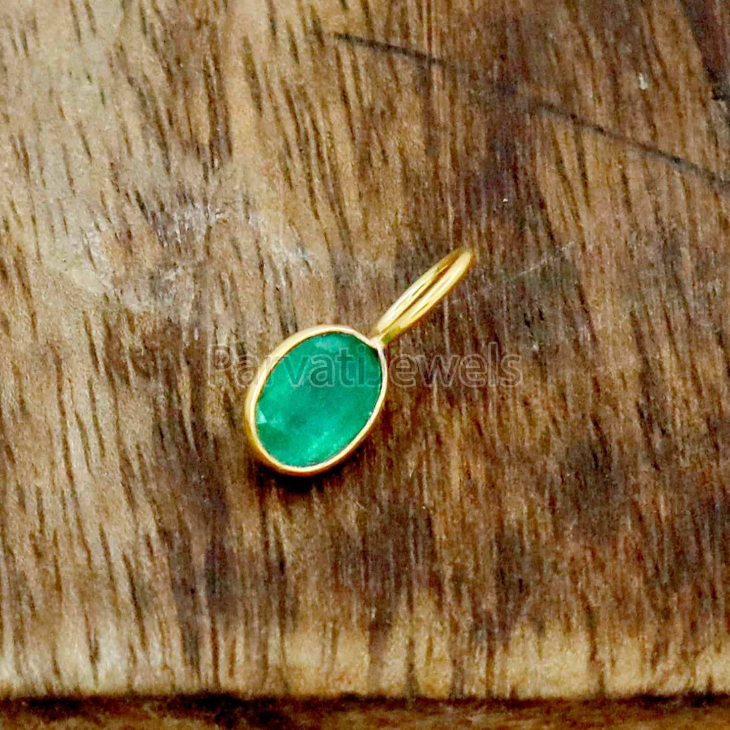 Emerald Charm, 18k Solid Gold Charm, Natural Emerald Charm, Gold Charm, Charm Pendant, Charm Necklace, Handmade Gold Charm