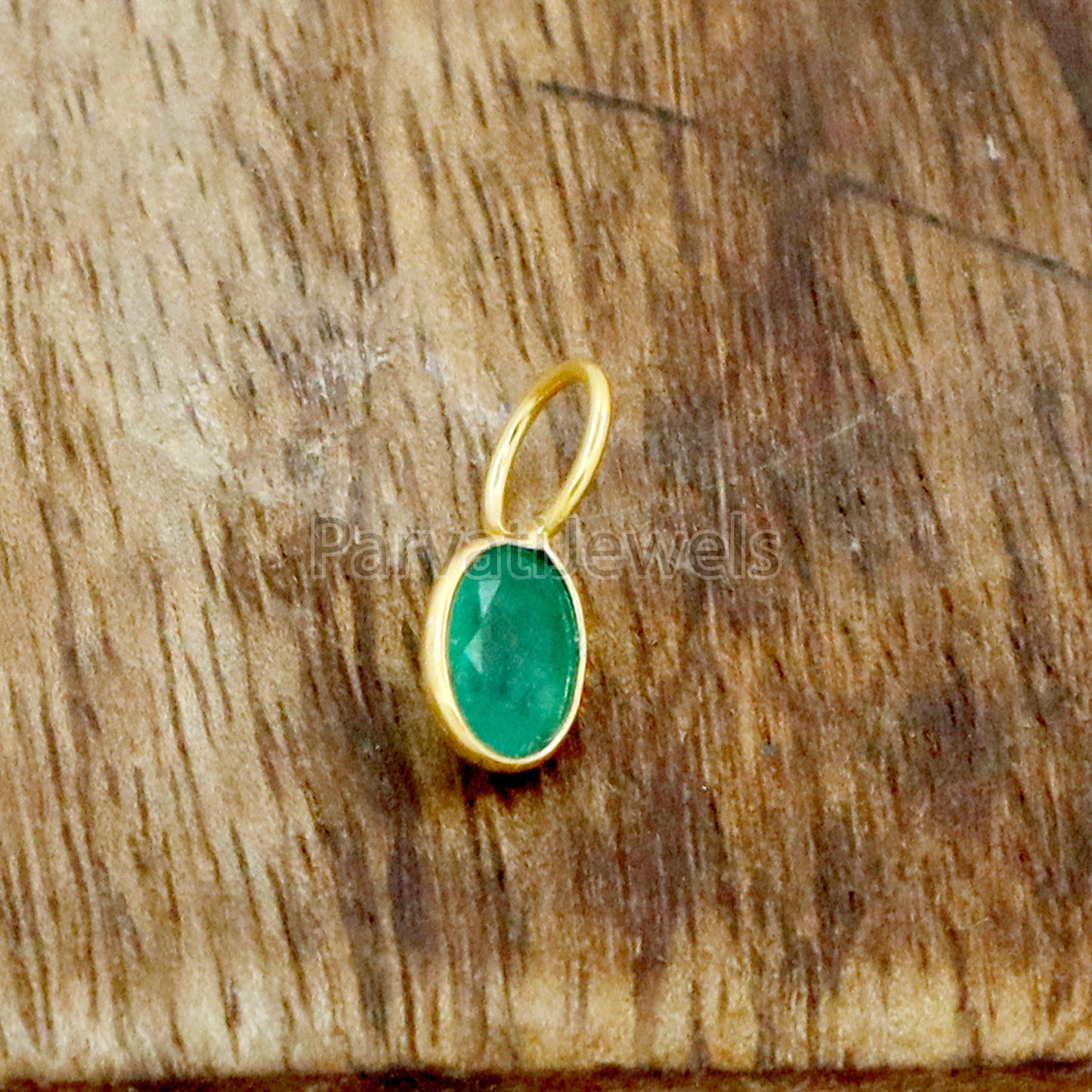 Emerald Charm, 18k Solid Gold Charm, Natural Emerald Charm, Gold Charm, Charm Pendant, Charm Necklace, Handmade Gold Charm
