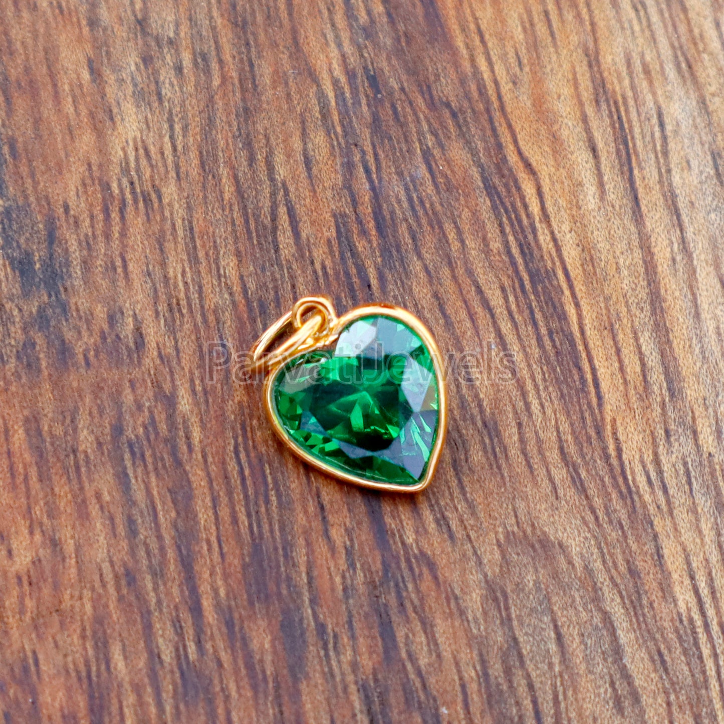 Heart Emerald Charm, 18k Solid Gold Charm, Lab Created Emerald Charm, Emerald Gold Charm, Charm Pendant, Charm Necklace, Handmade Gold Charm